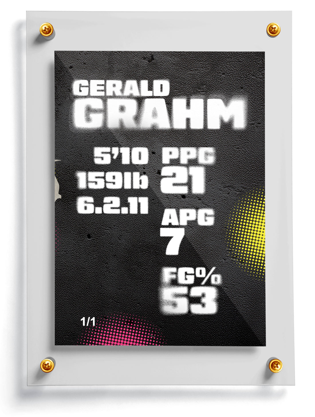 Graffiti styled trading card with a child holding a basketball, labeled 'Spanky', on a white background.