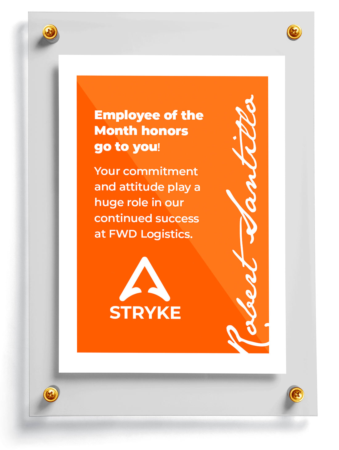 Job trading card named Stage with text 'Employee of the Month Robert Santillo Feb. 2025' on a white background.