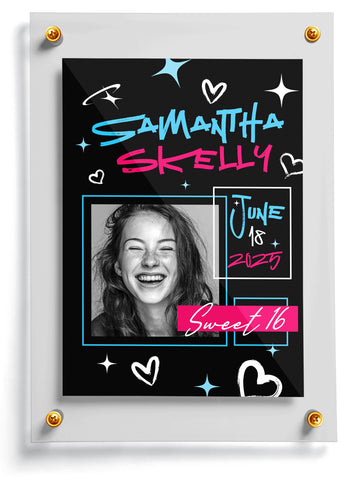 Personalized trading card template named Stars with name and date on a black background