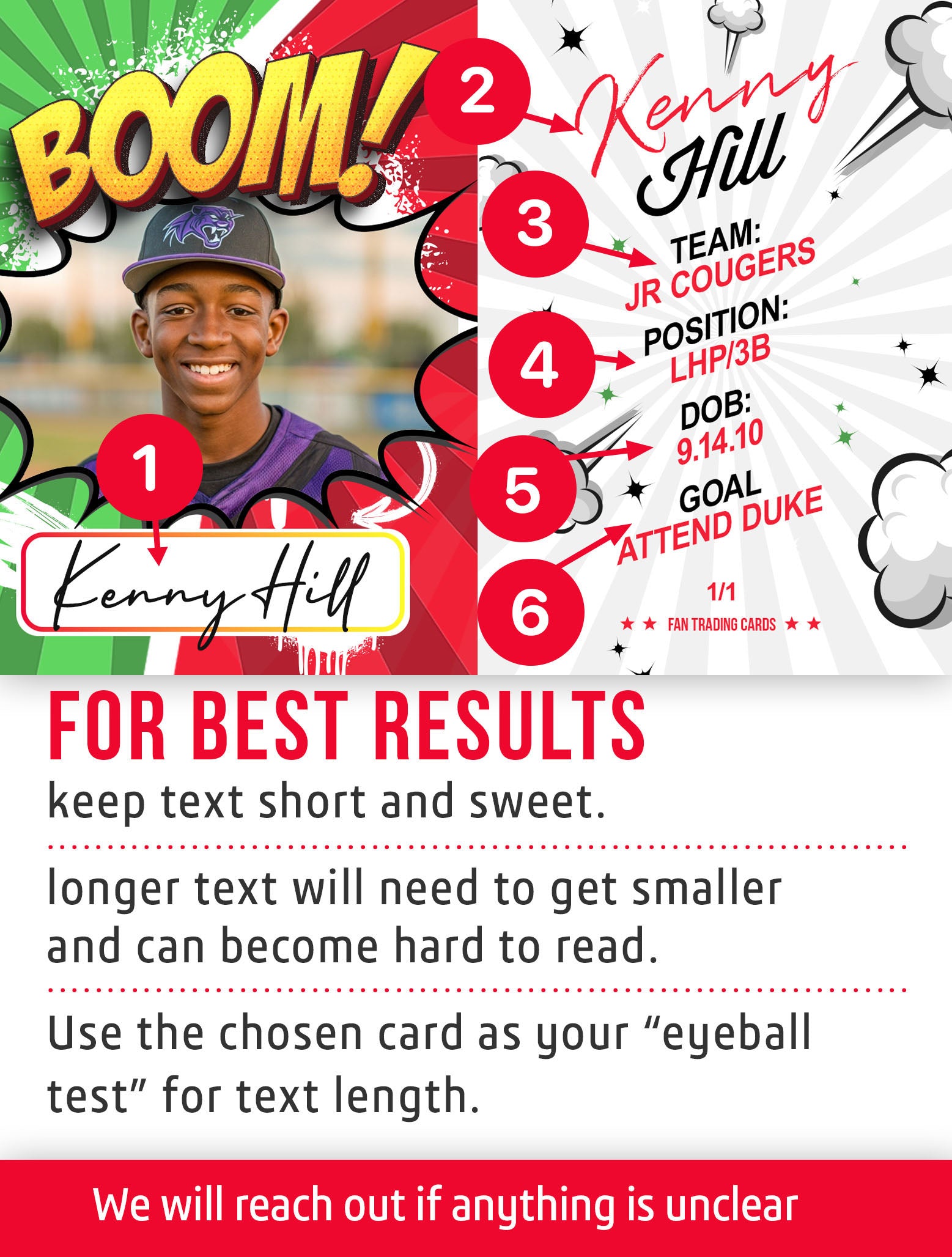 Slick named card template with customization instructions.