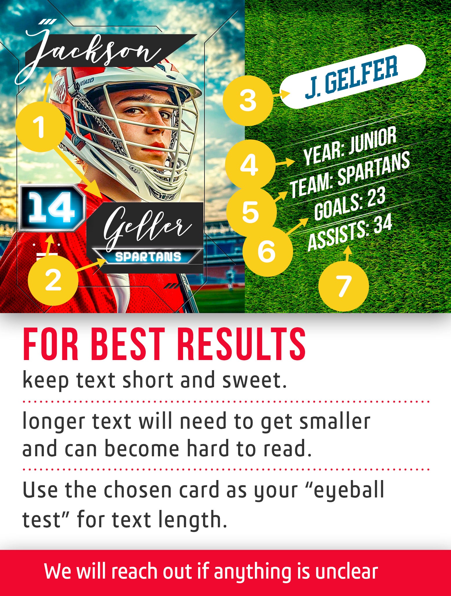 Lacrosse trading card template named Beast Mode with personalization instructions. 