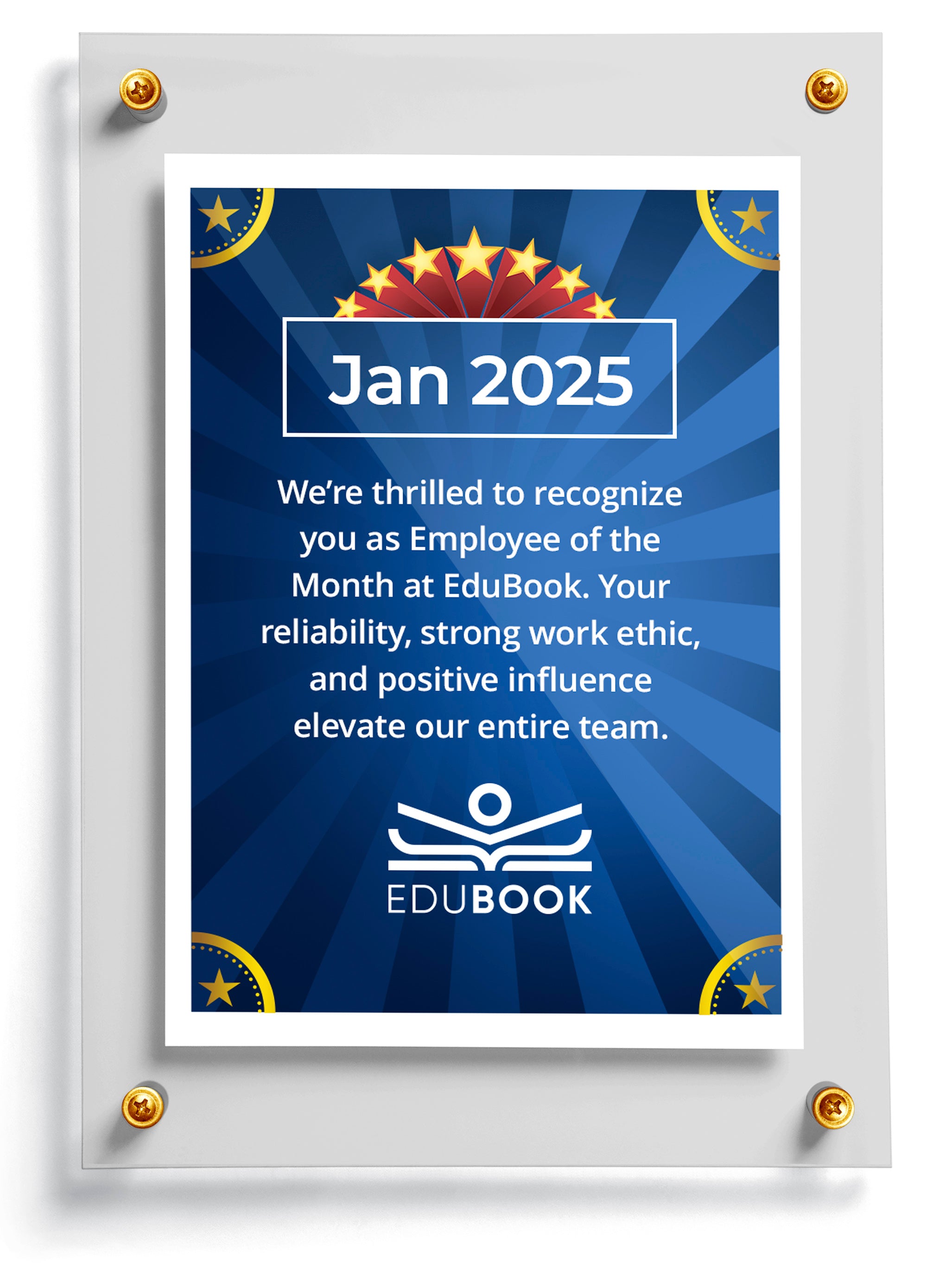 Trading card template named Bigtime with circus theme recognizing an employee as 'Employee of the Month' for January 2025.