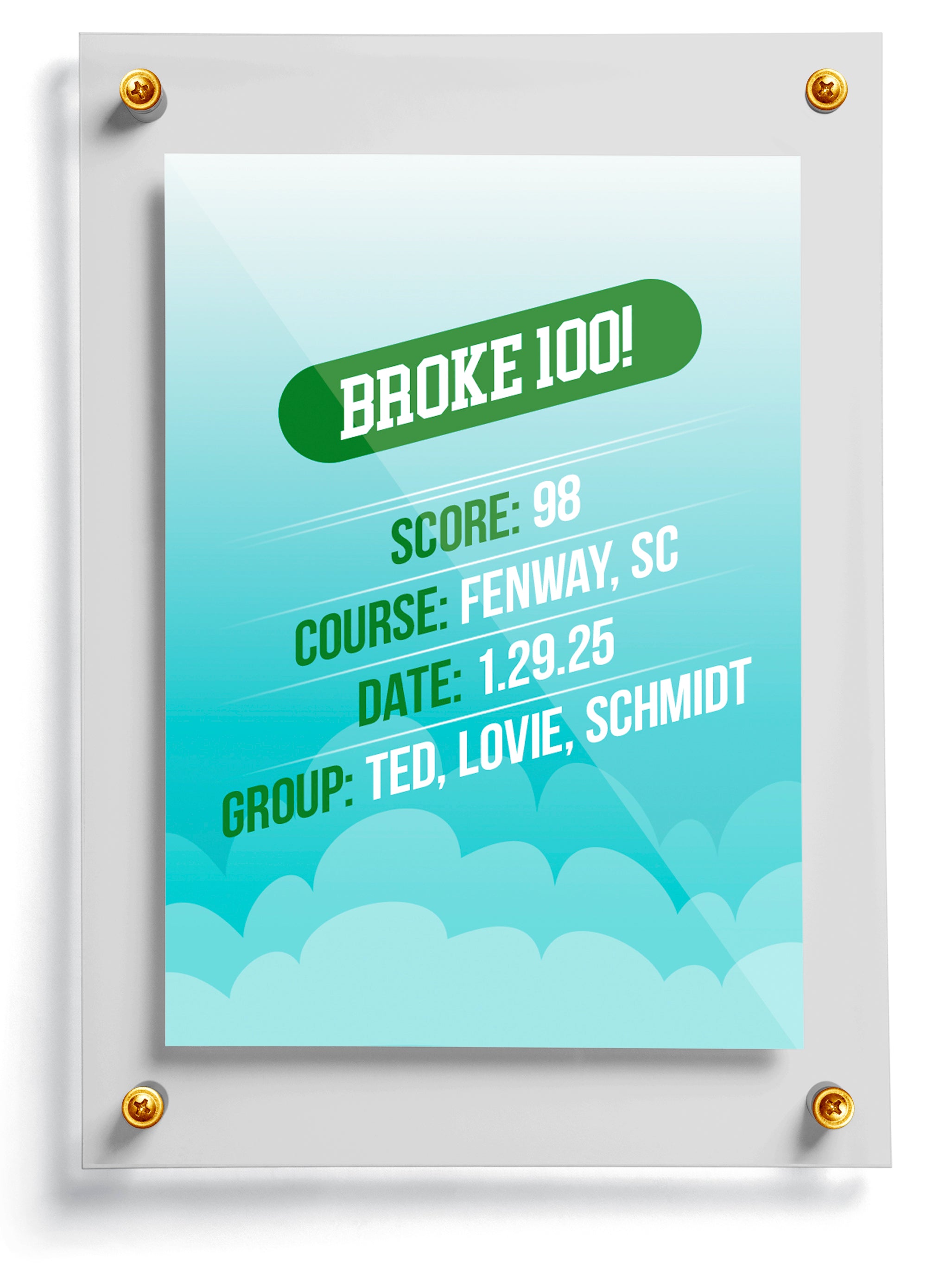Golf trading card template named Breakfast Ball, back side. 