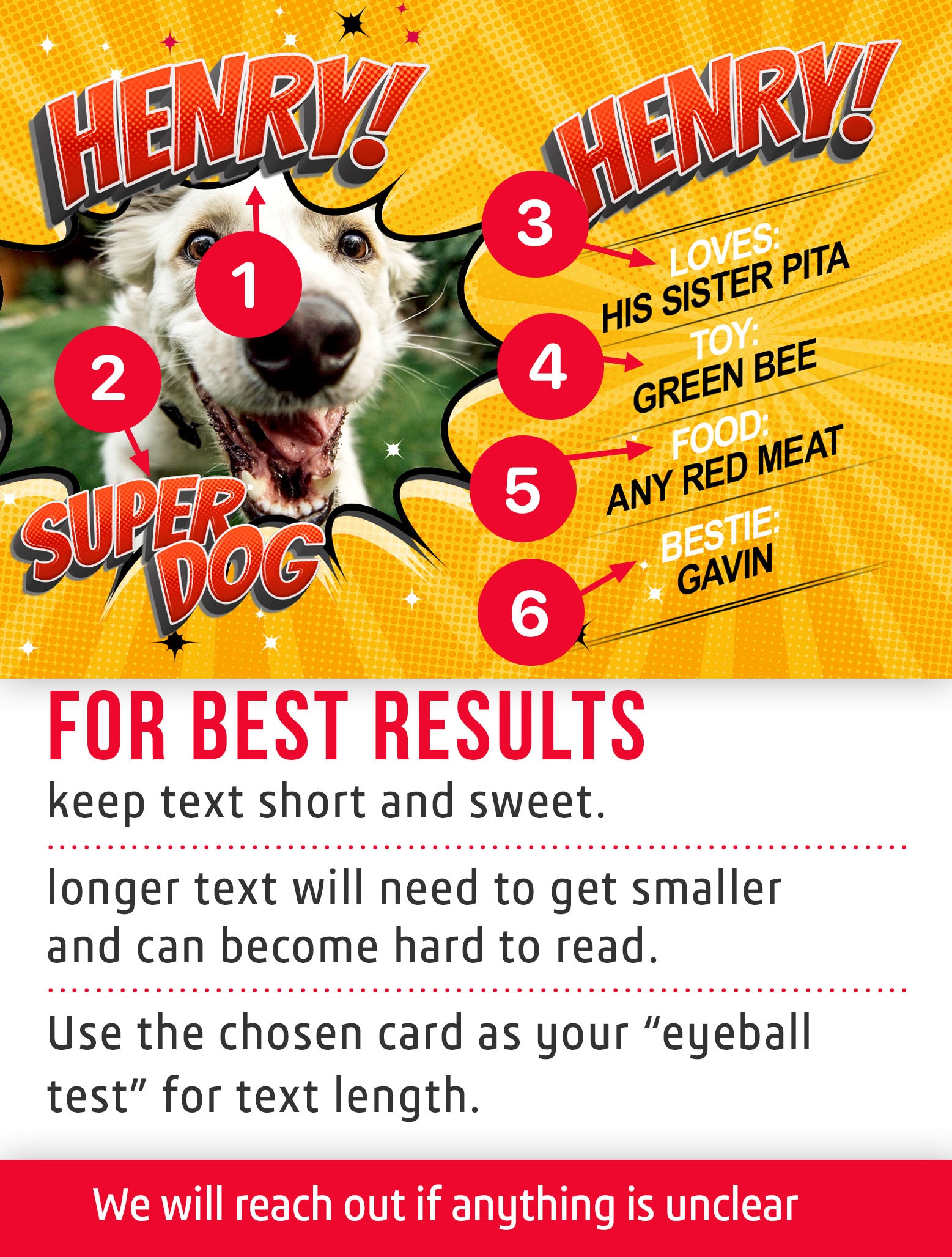 Dog and Cat trading card template with information and customization instructions. 