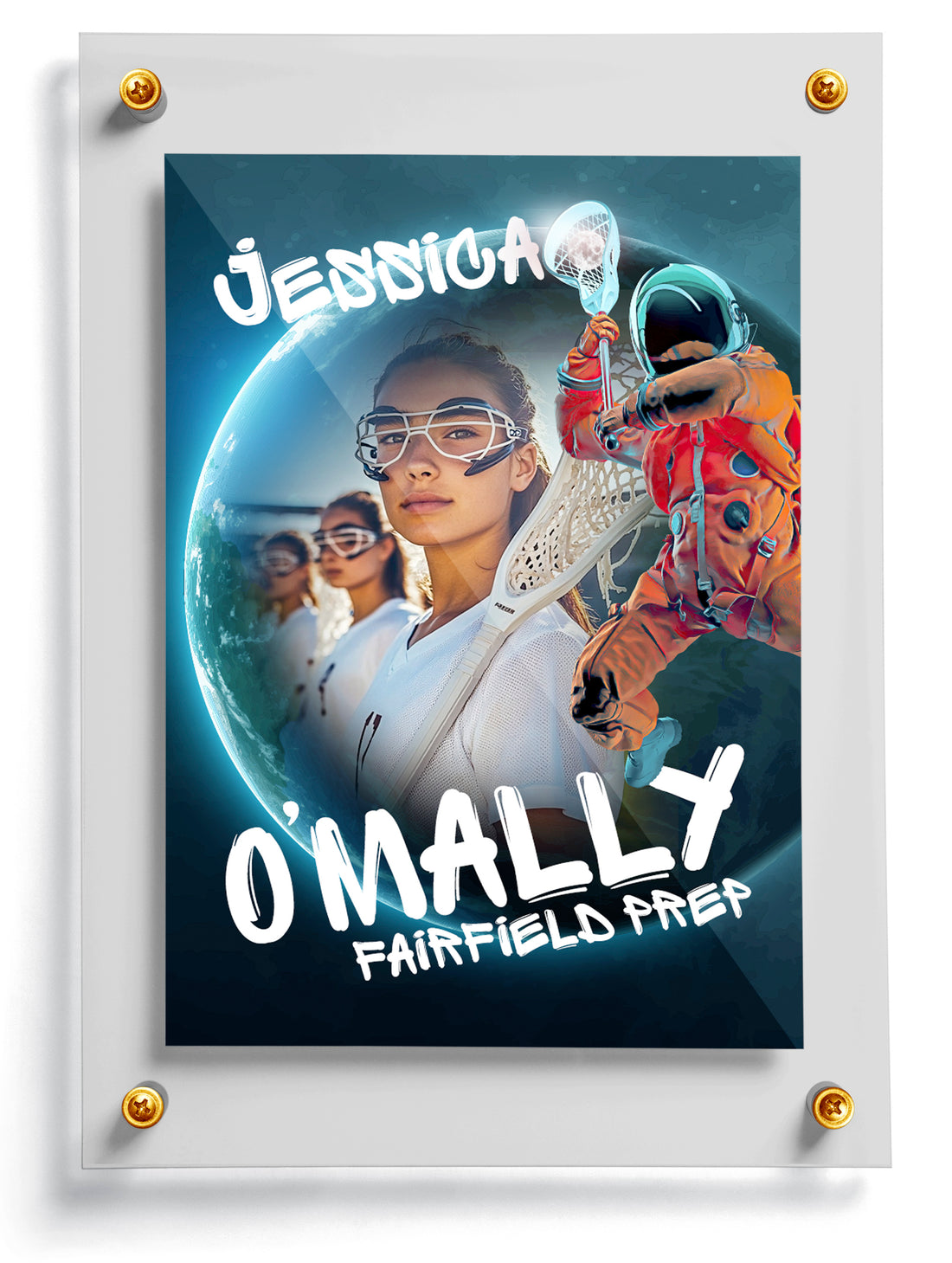 Lacrosse trading card template named Celly, front side. 