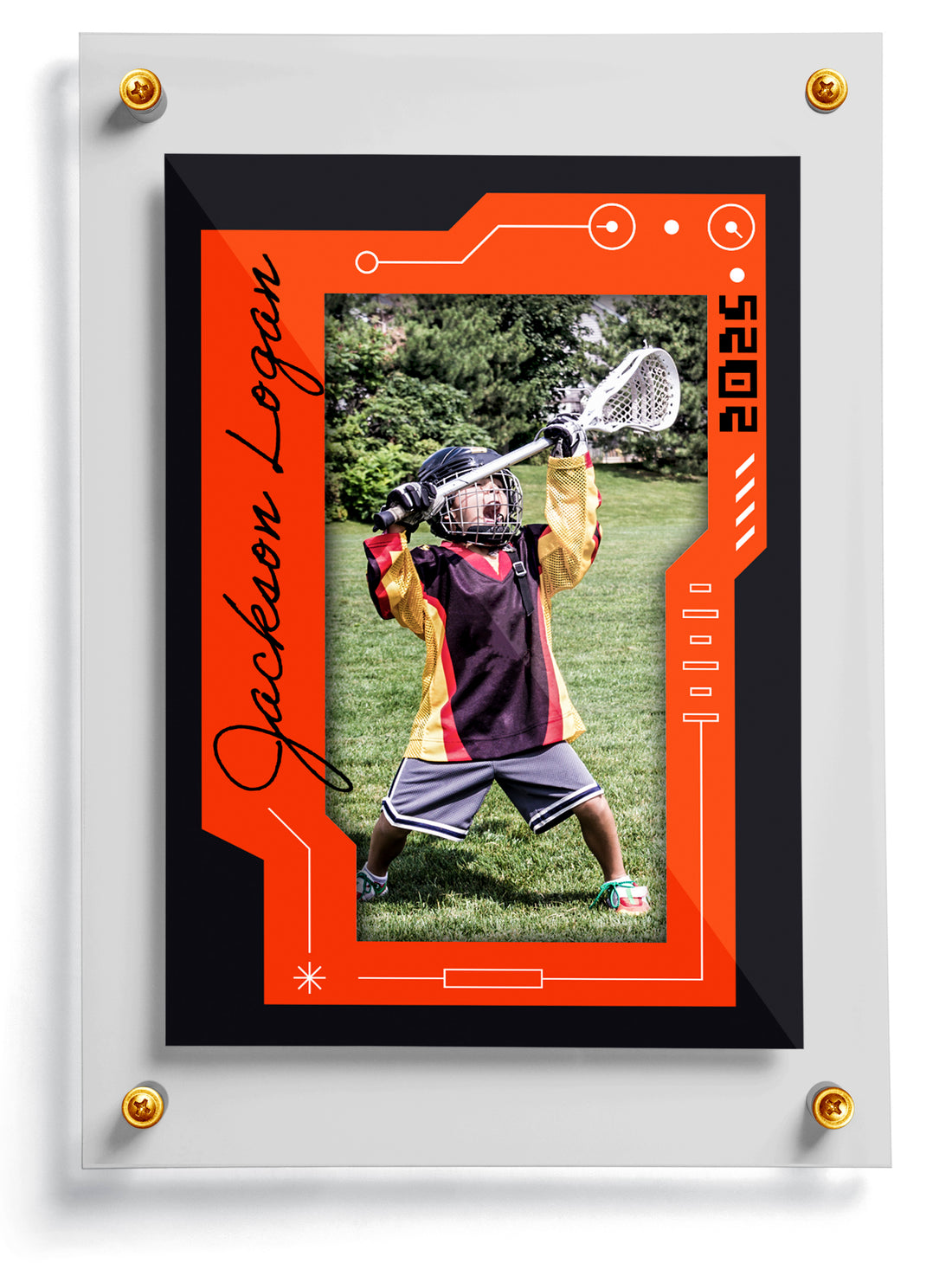 Lacrosse card template named Cheddar, front side. 