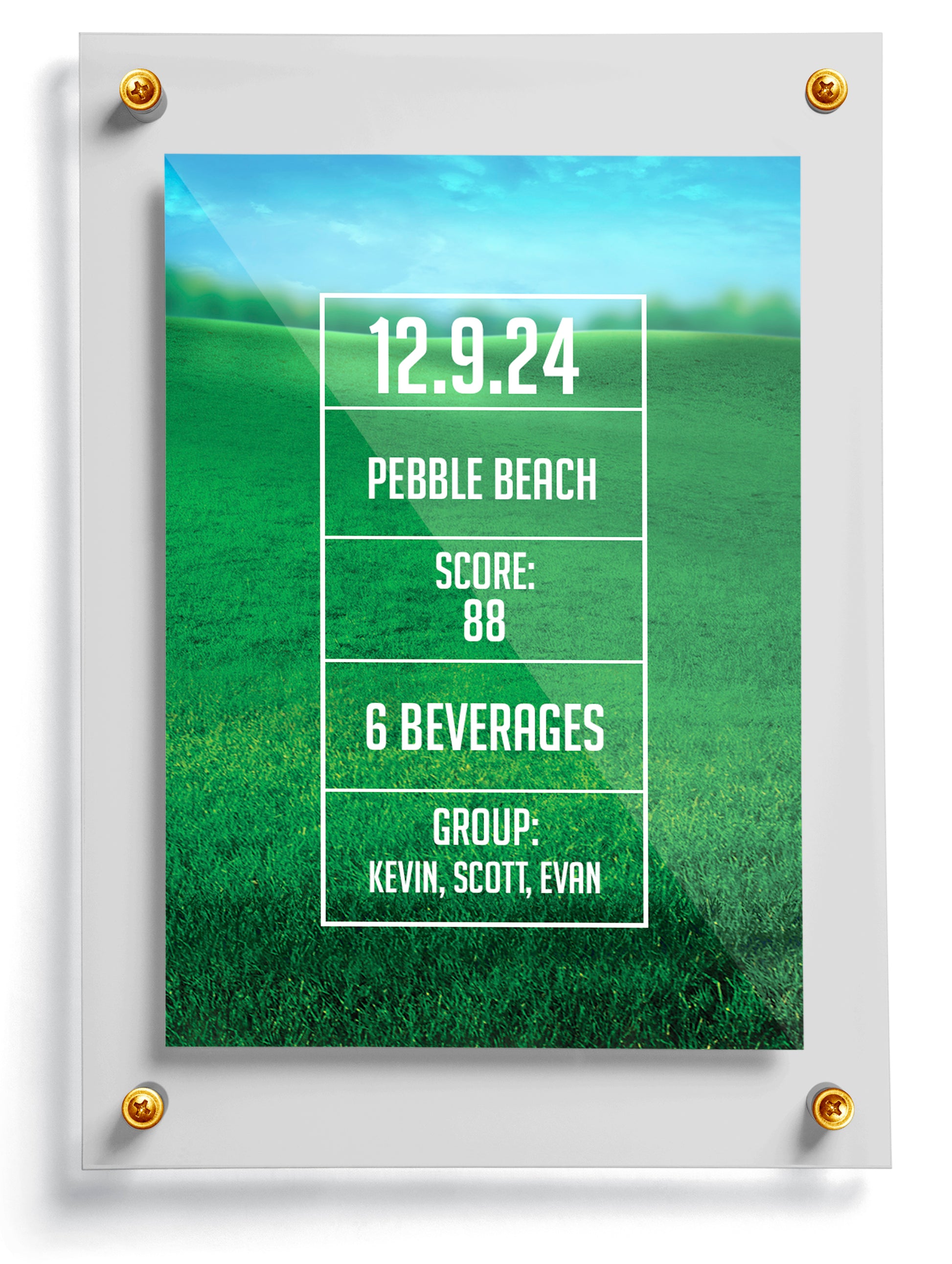 Golf trading card template named Chunked, back side. 