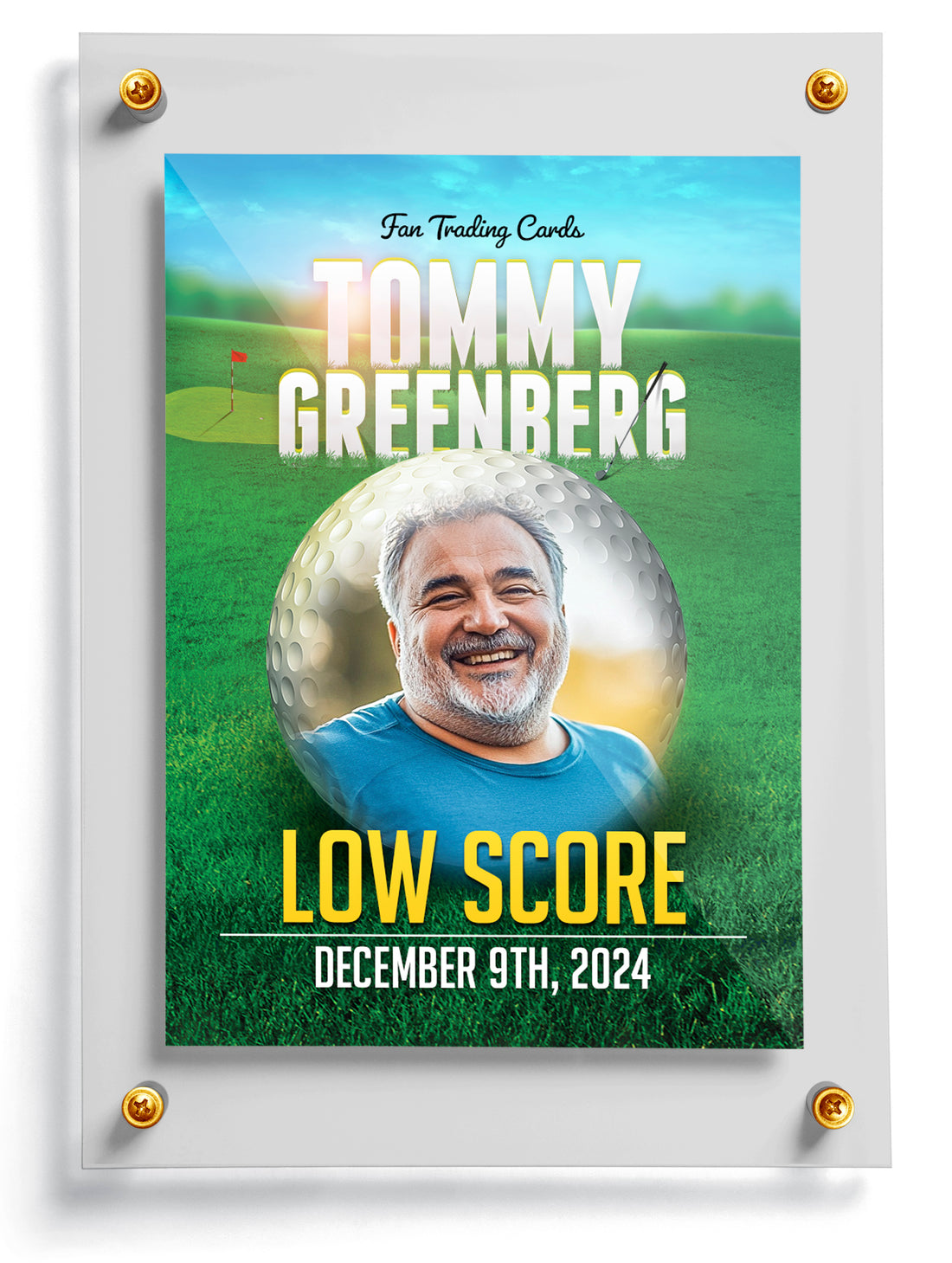 Golf trading card template named Chunked, front side. 