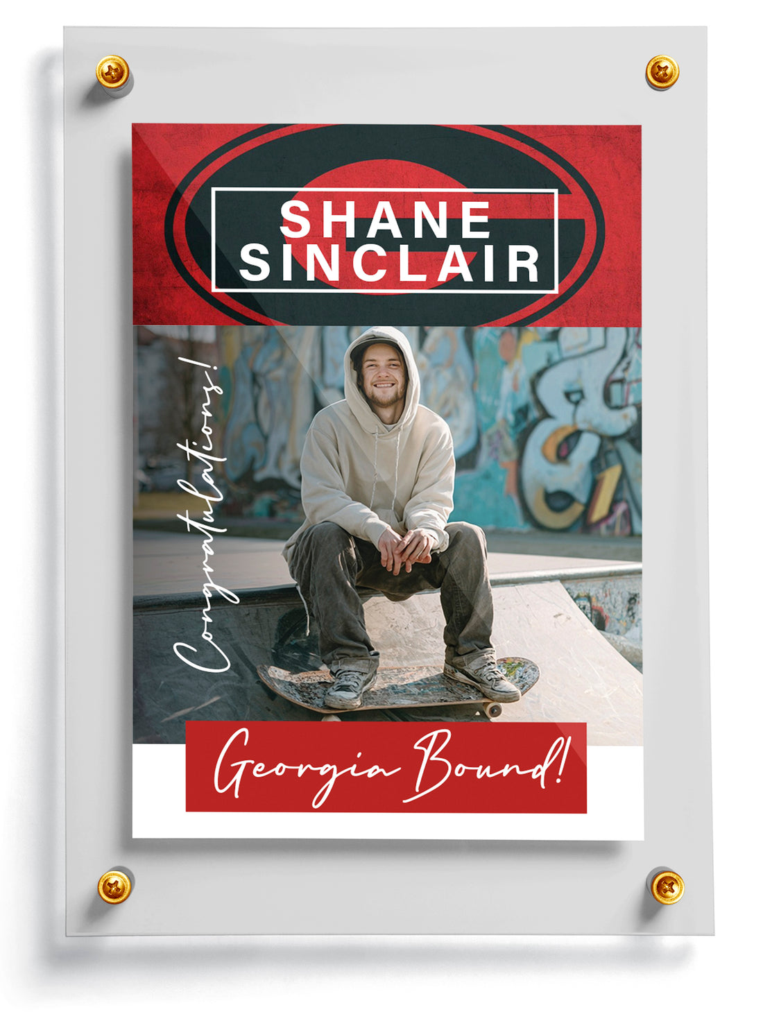 College announcement trading card template named Commit.