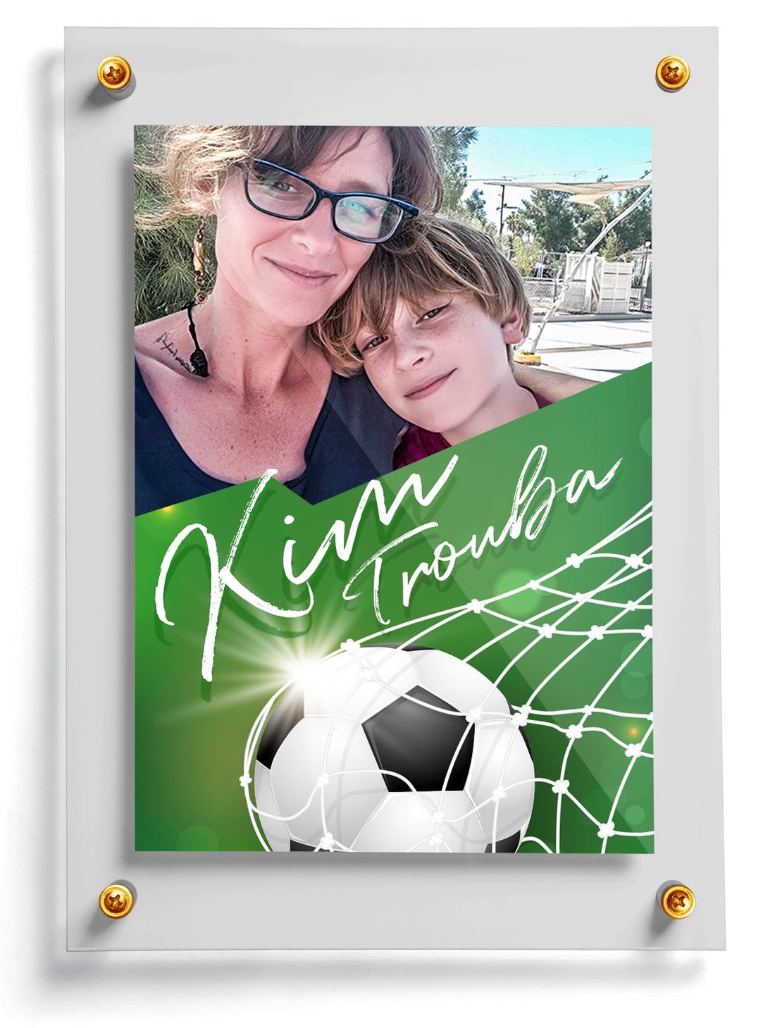 Youth soccer trading card template named Corner, front side. 
