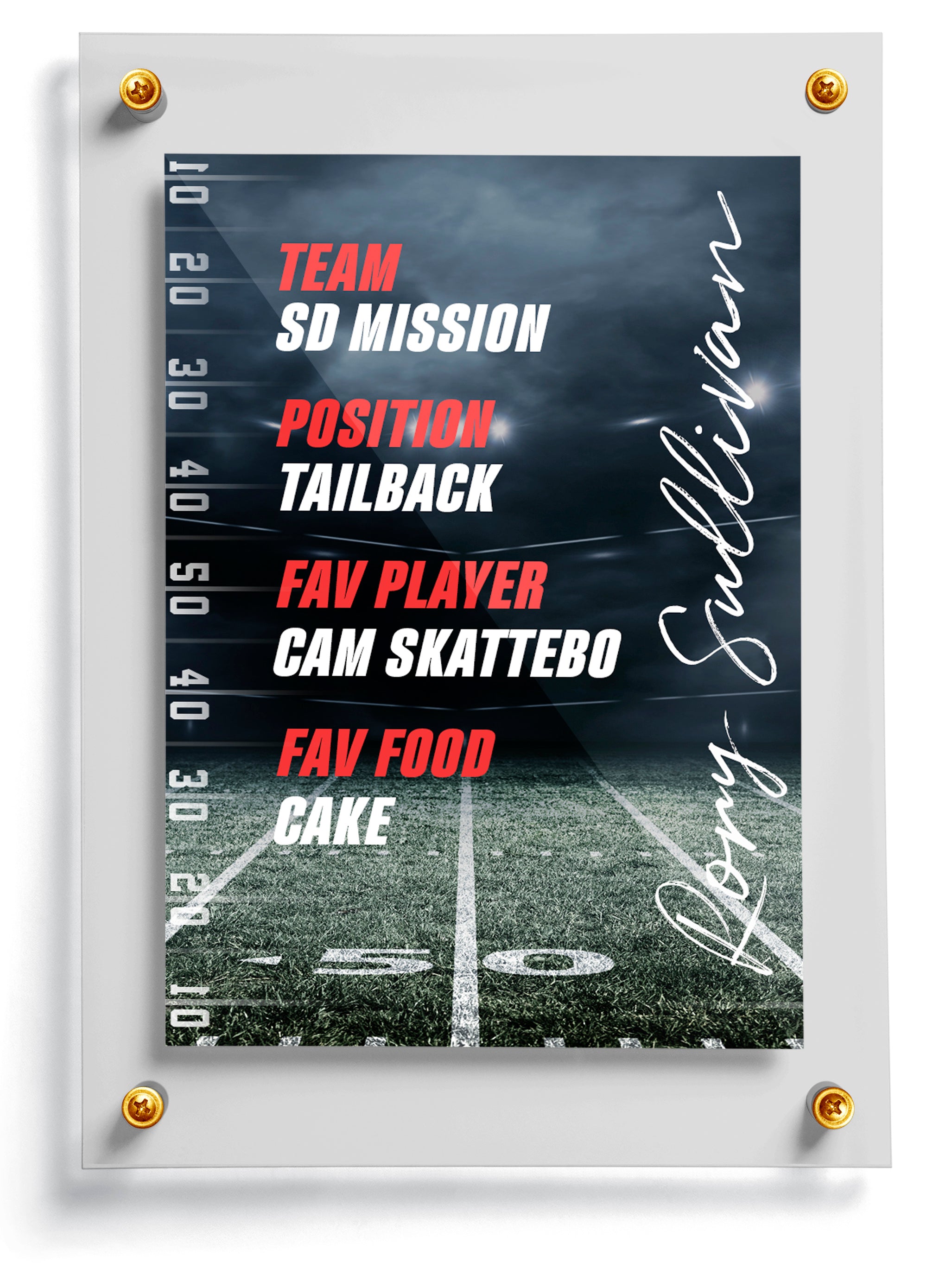 Kids football trading card template named Dash, back side.