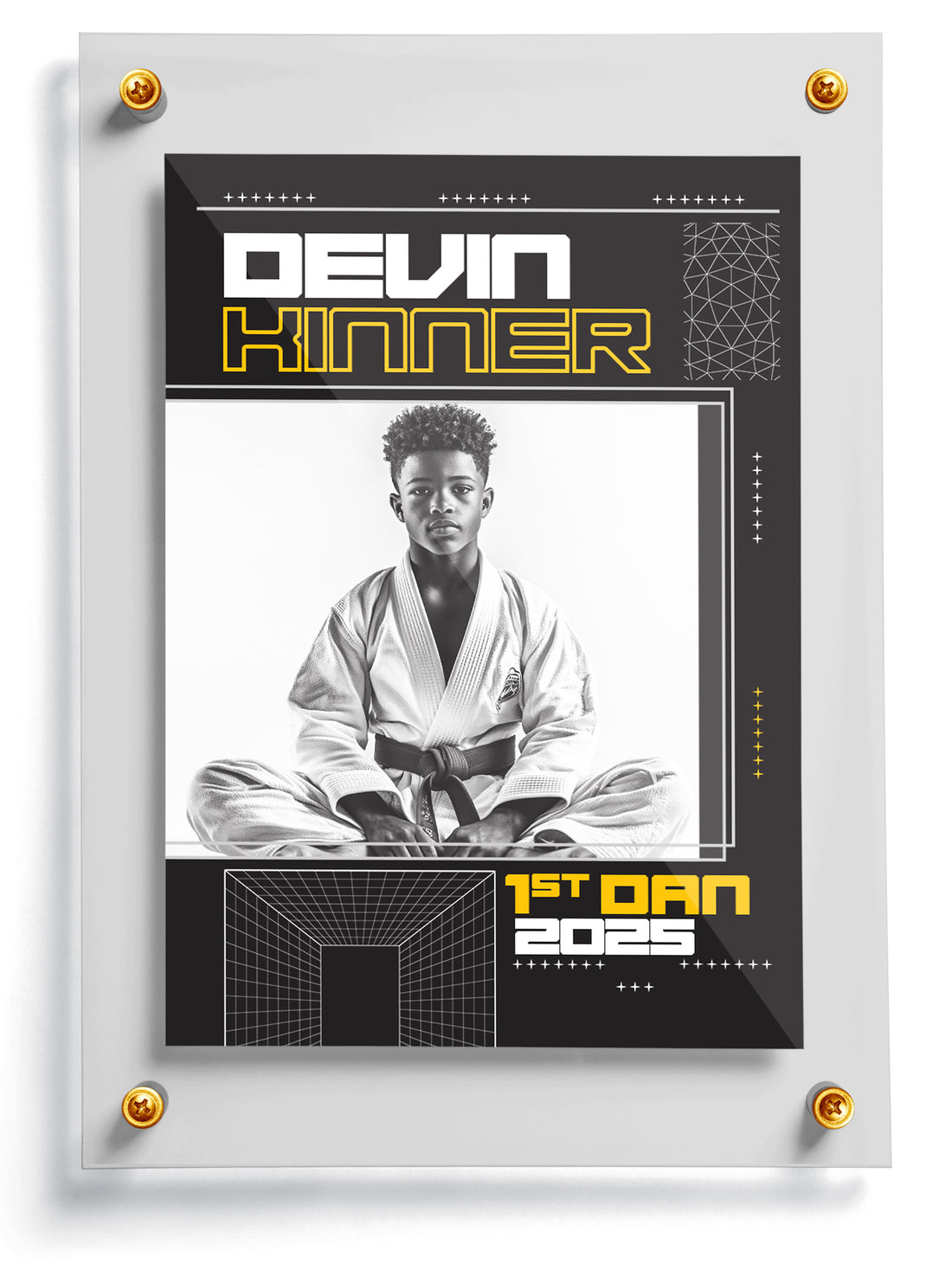 Karate trading card template named Dojo, front side. 