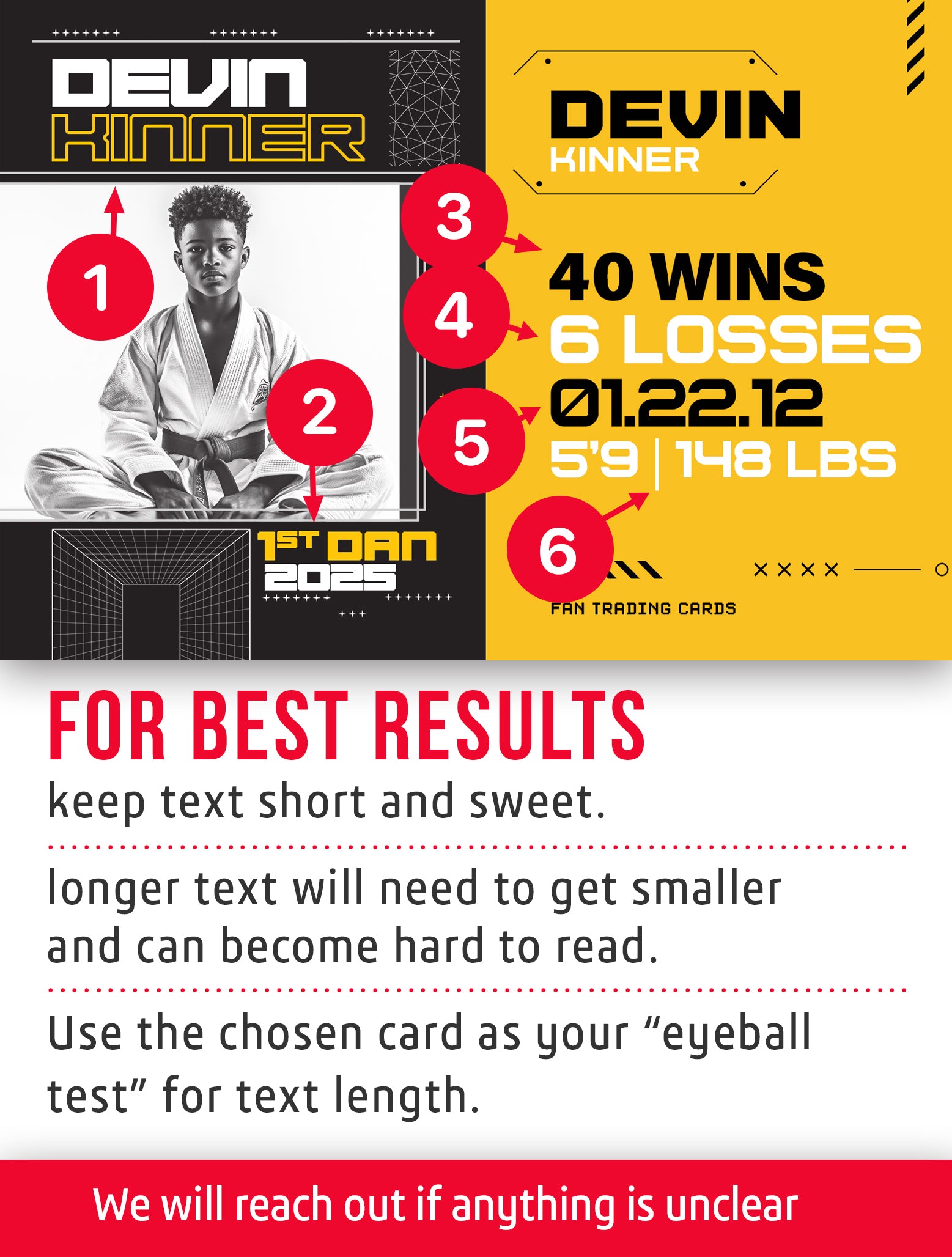 Karate trading card template named Dojo with instructions for personlization. 