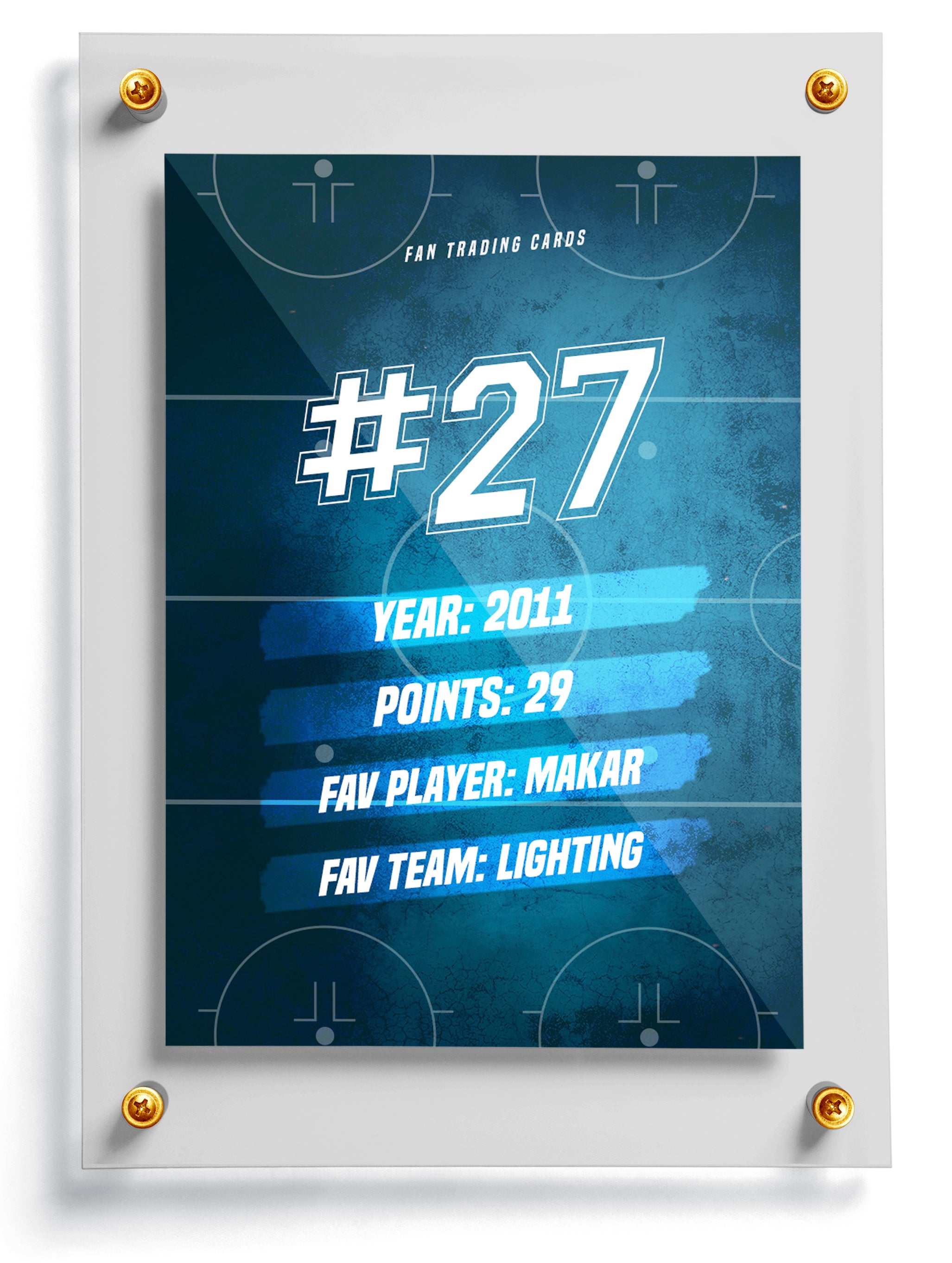Youth hockey trading card template named Double Shift, back side. 