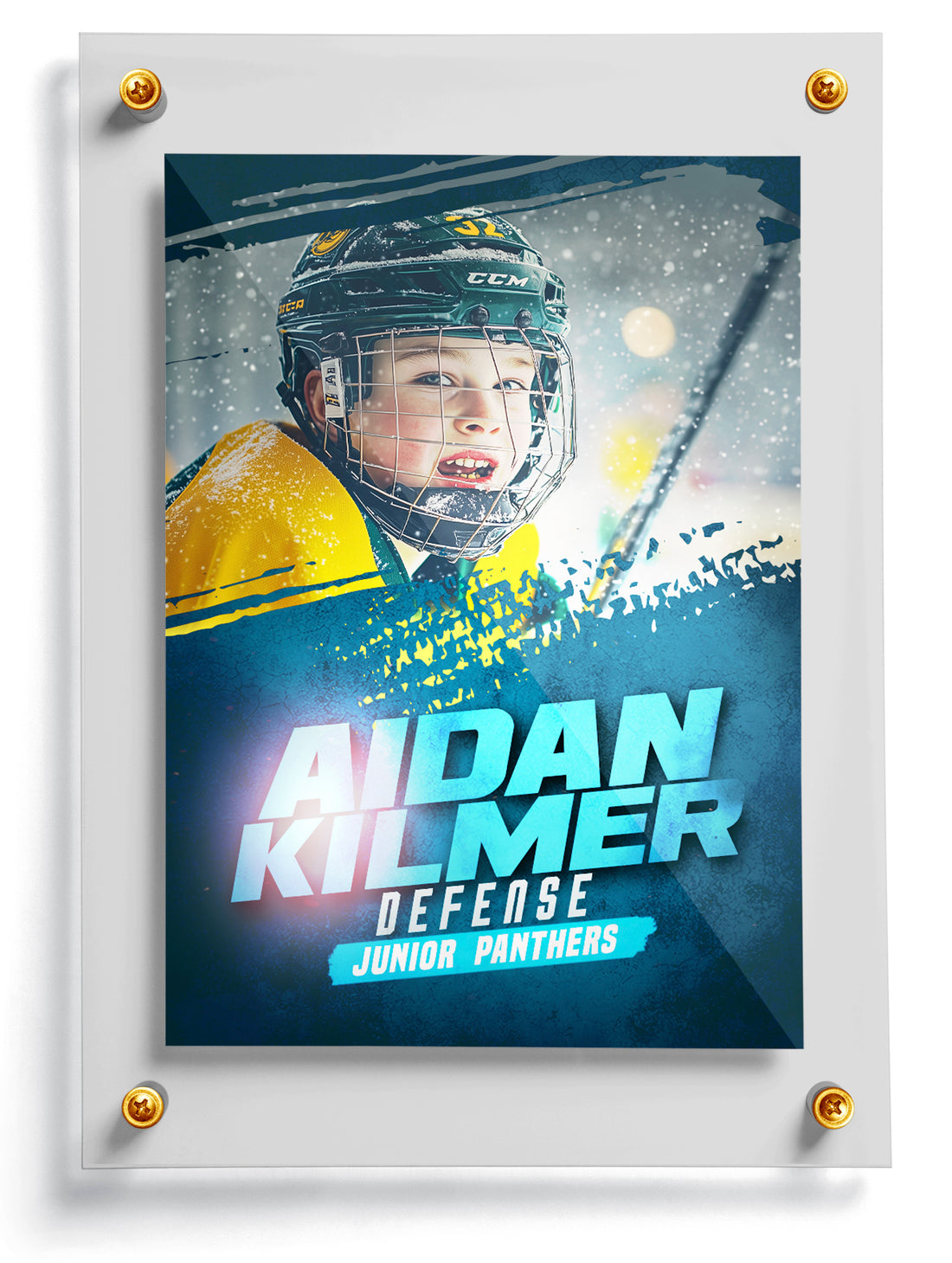 Youth hockey trading card template named Double Shift, front side. 
