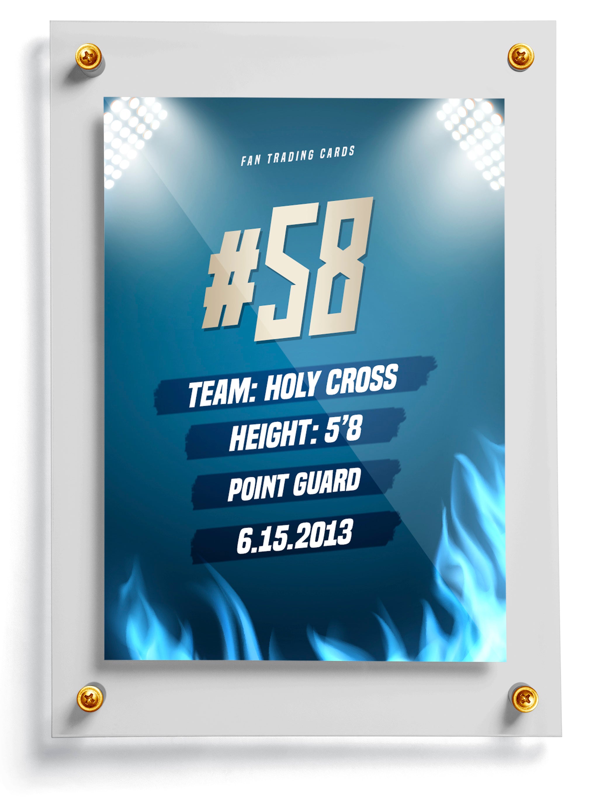 Youth basketball trading card template named Draft Pick, back side. 