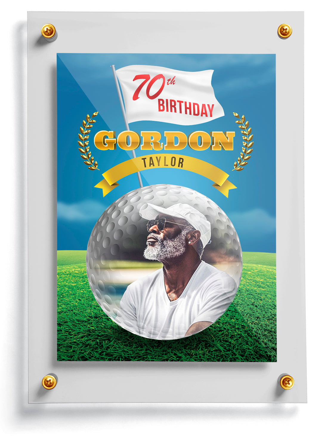 Golf trading card template named Eagle, front side. 