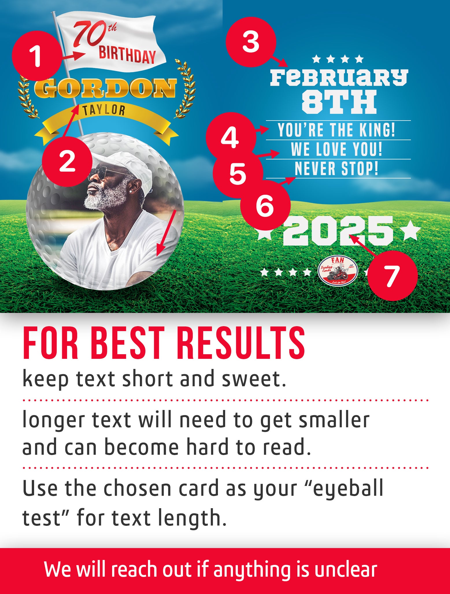 Golf trading card template named Eagle with personalization instructions. 