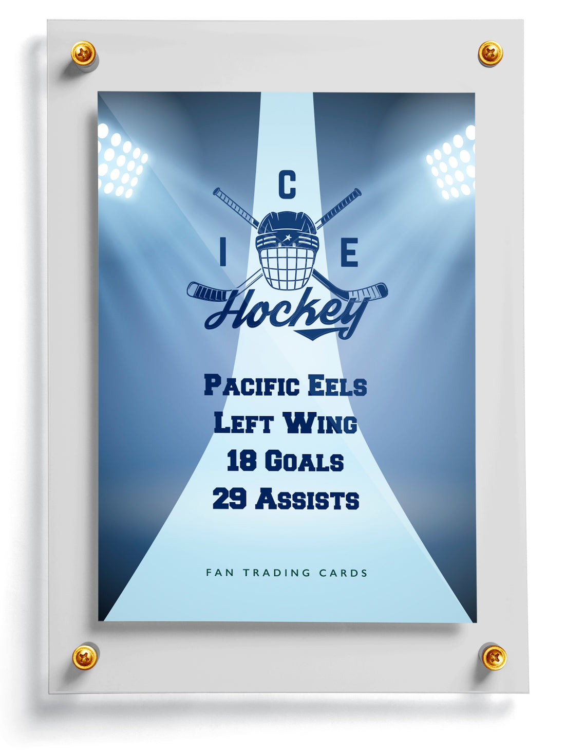 Youth hockey trading card template named Edges, front side. 