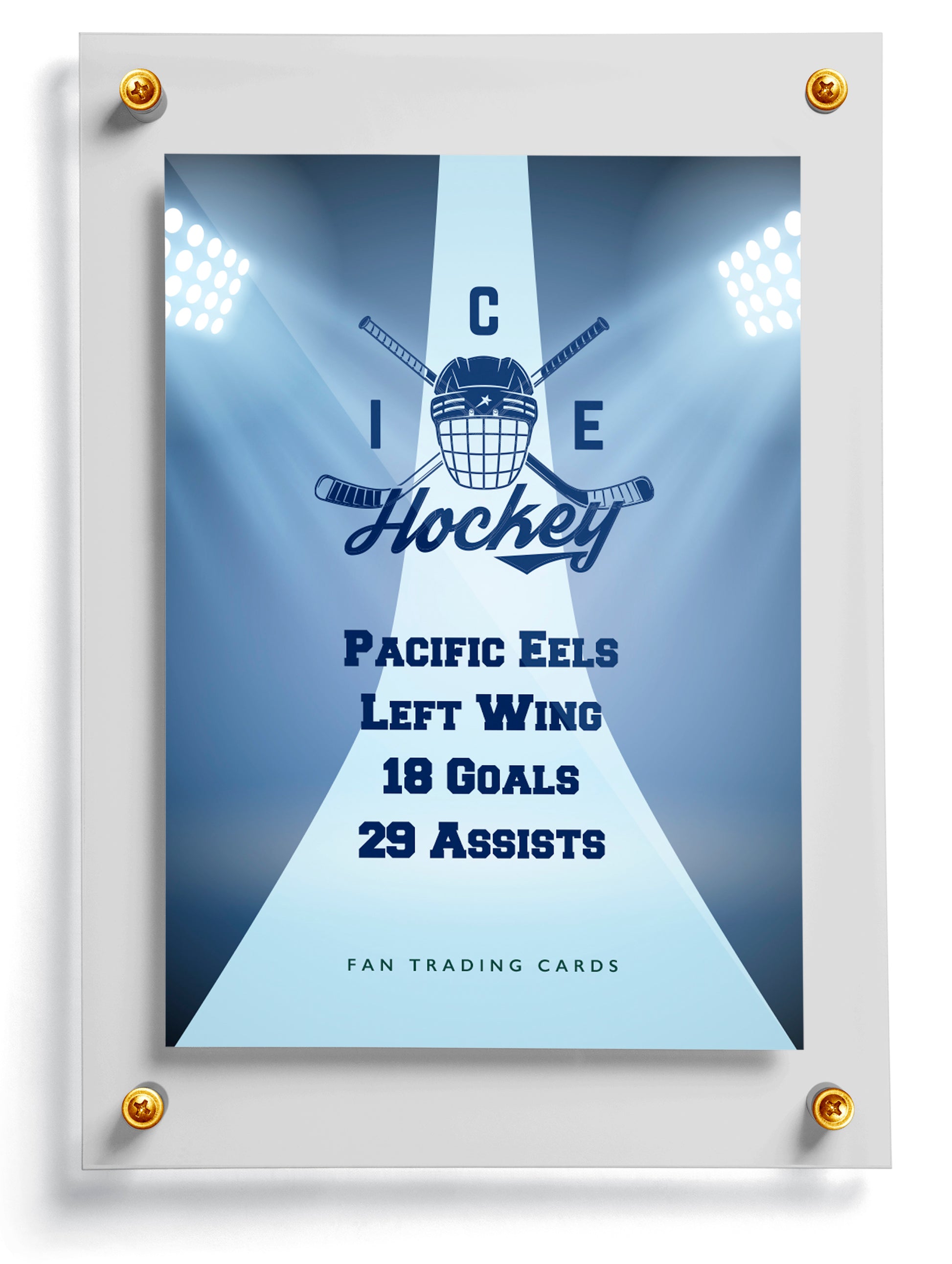Youth hockey trading card template named Edges, back side. 