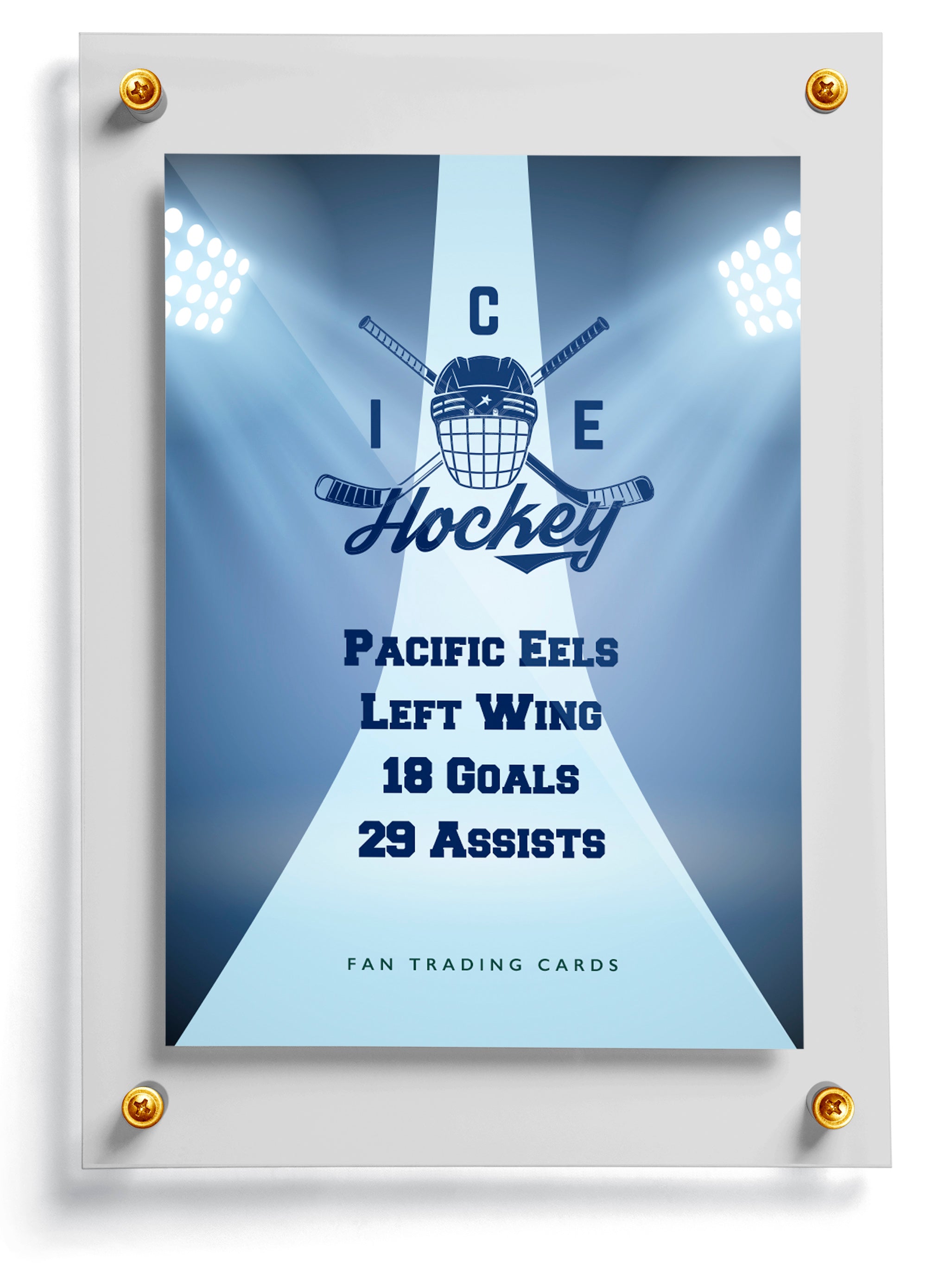 Youth hockey trading card template named Edges, back side. 