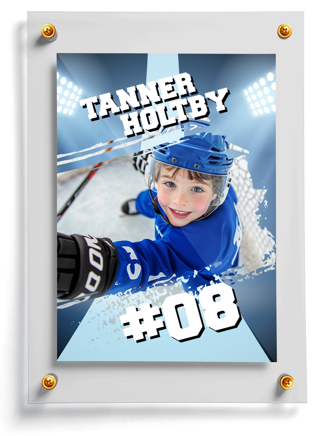 Youth hockey trading card template named Edges, front side. 