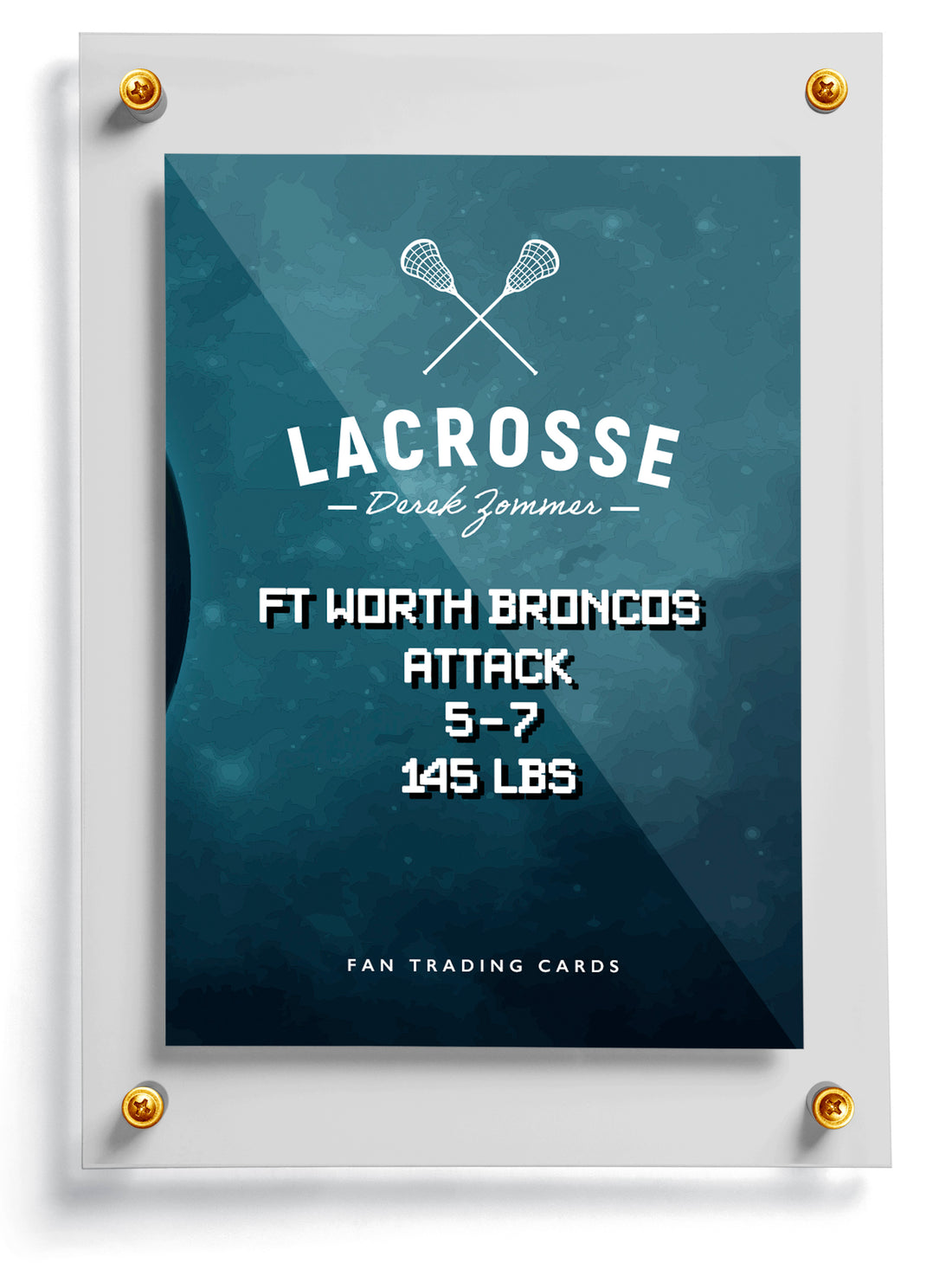 Lacrosse trading card template named Fast Break, front side. 