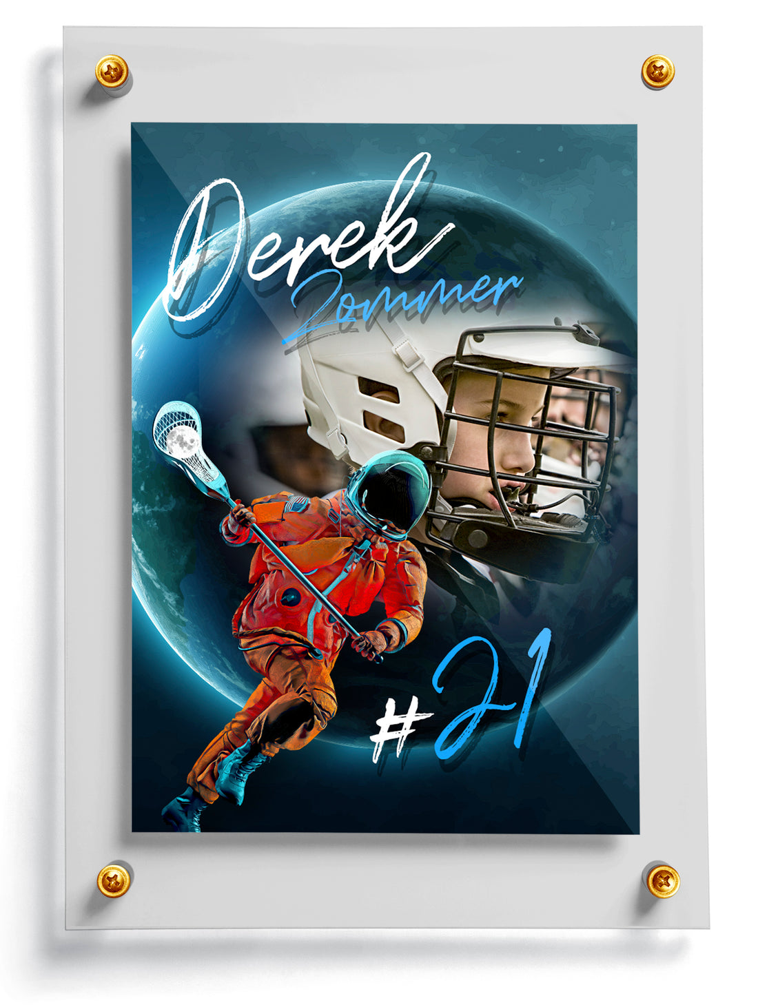 Lacrosse trading card template named Fast Break, front side. 