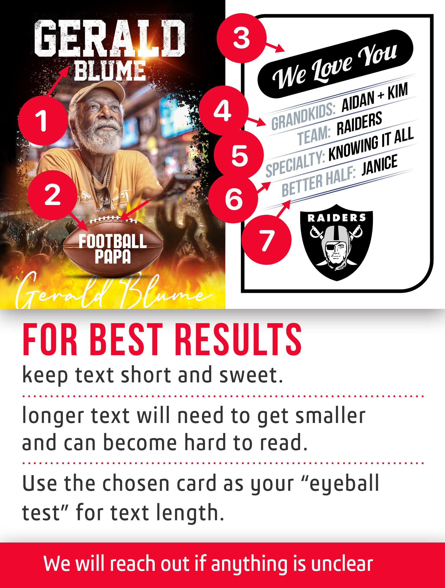 Football dad trading card template named Final, customization instructions.