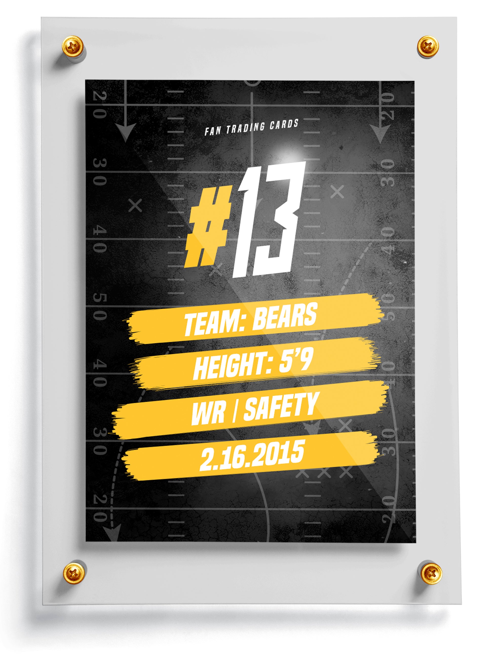 Rookie football trading card template named First Down. 