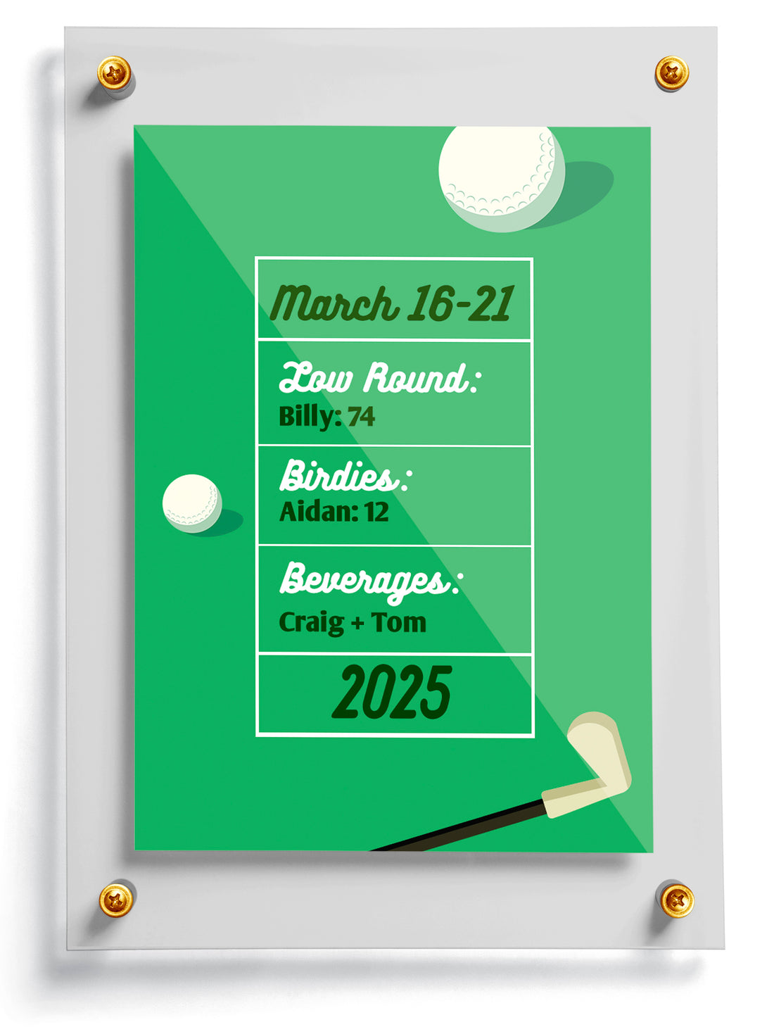 Golf card template named Four, front side. 