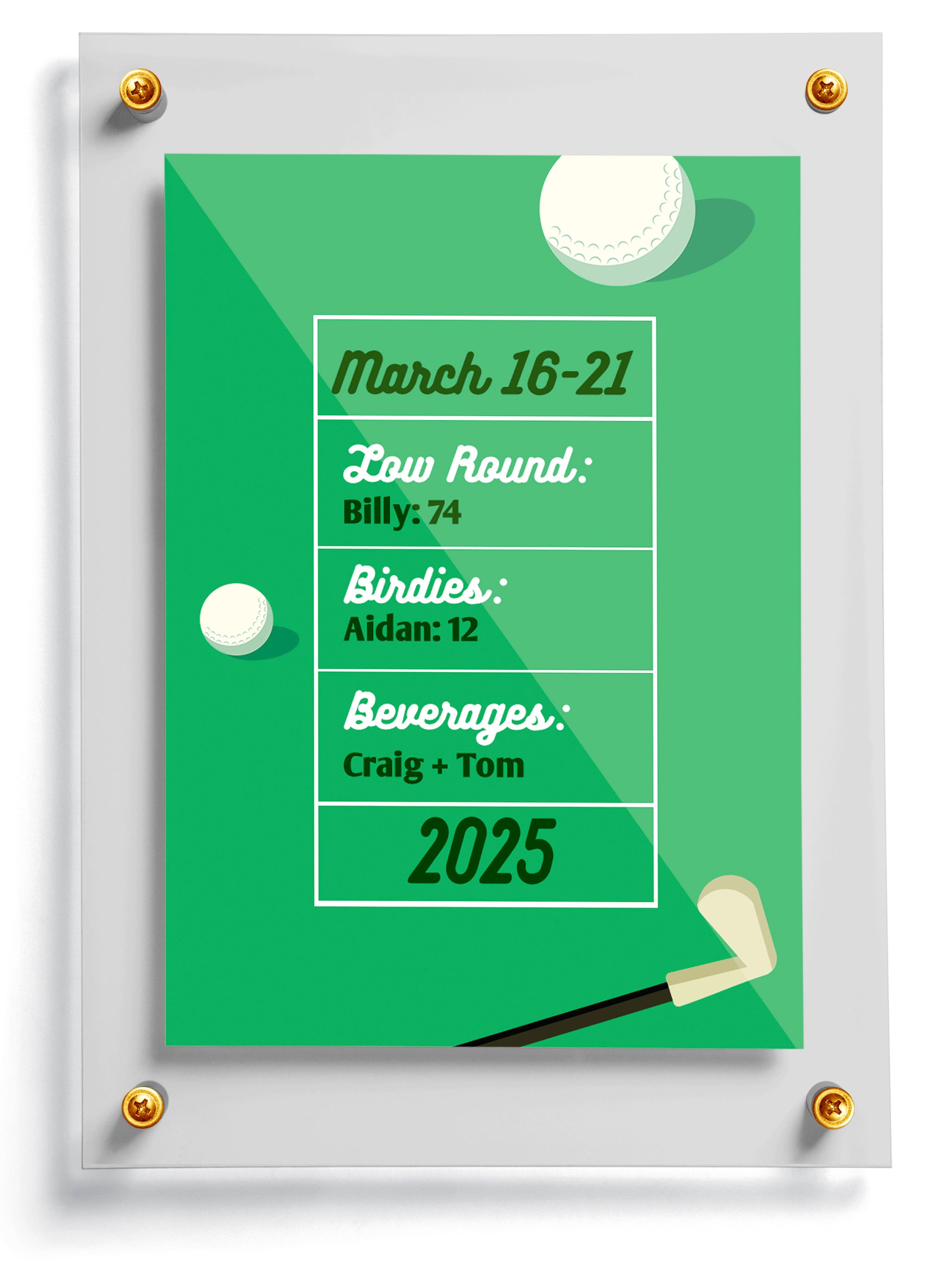 Golf card template named Four, back side. 
