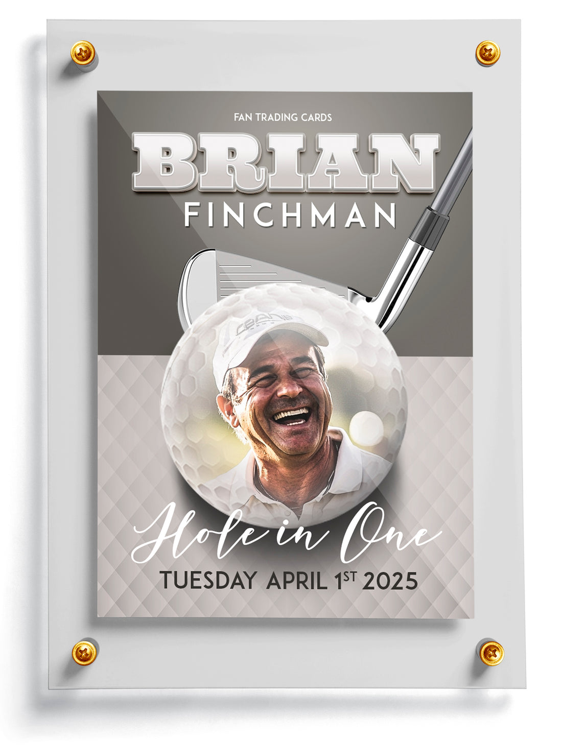 Golf trading card template named Fringe, front side. 