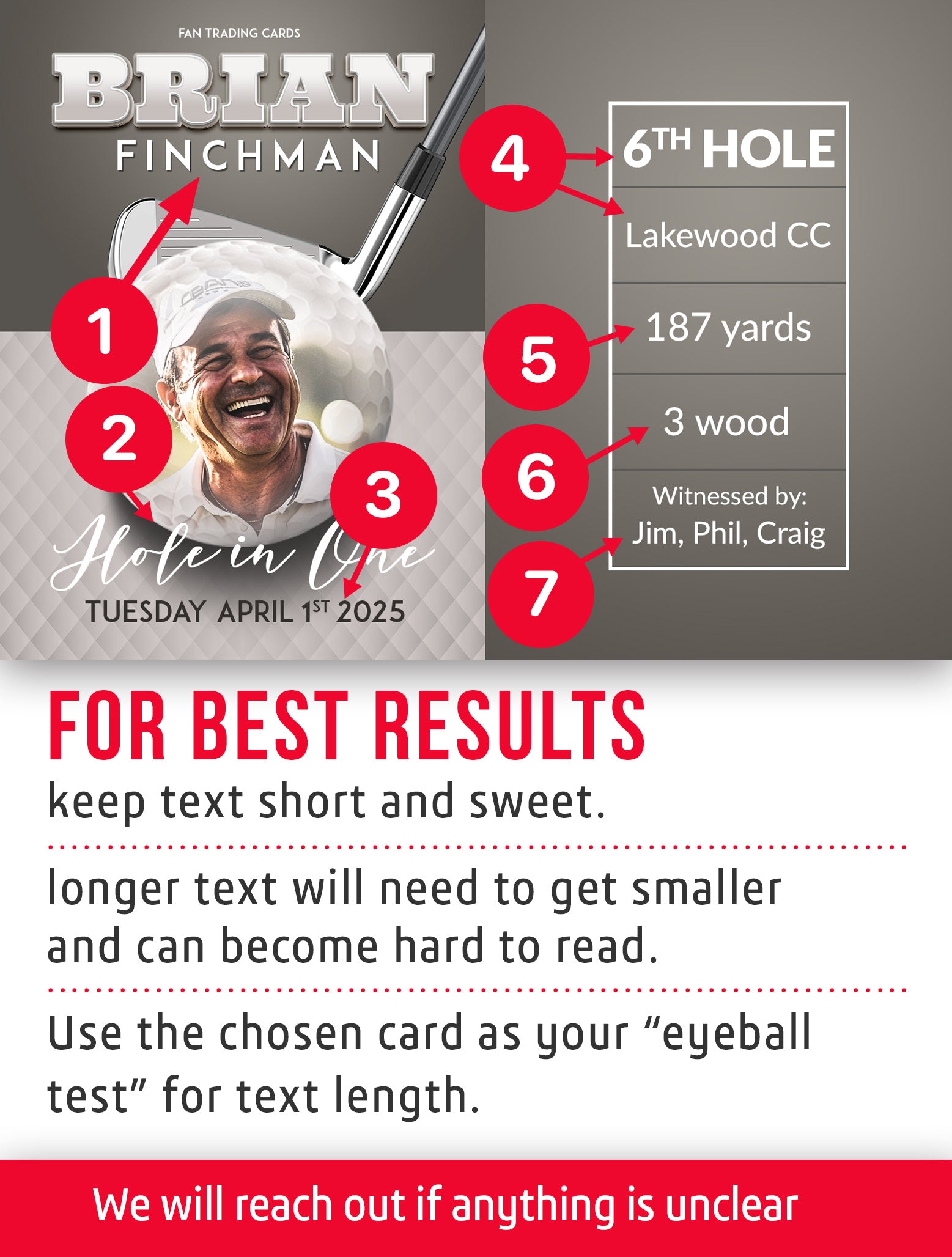 Golf trading card template named Fringe with customization instructions. 