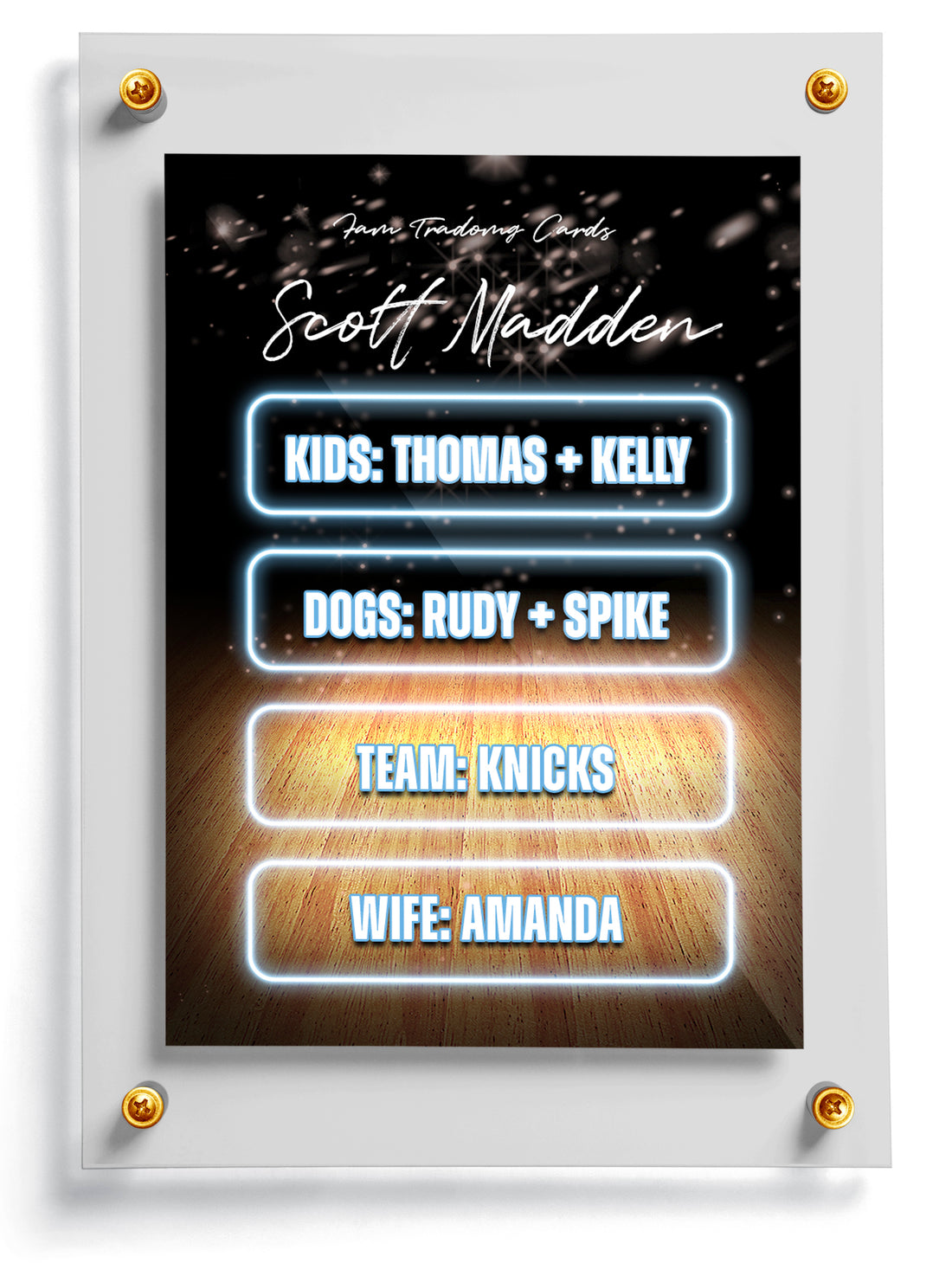 Basketball Dad trading card template named Golden, front side. 