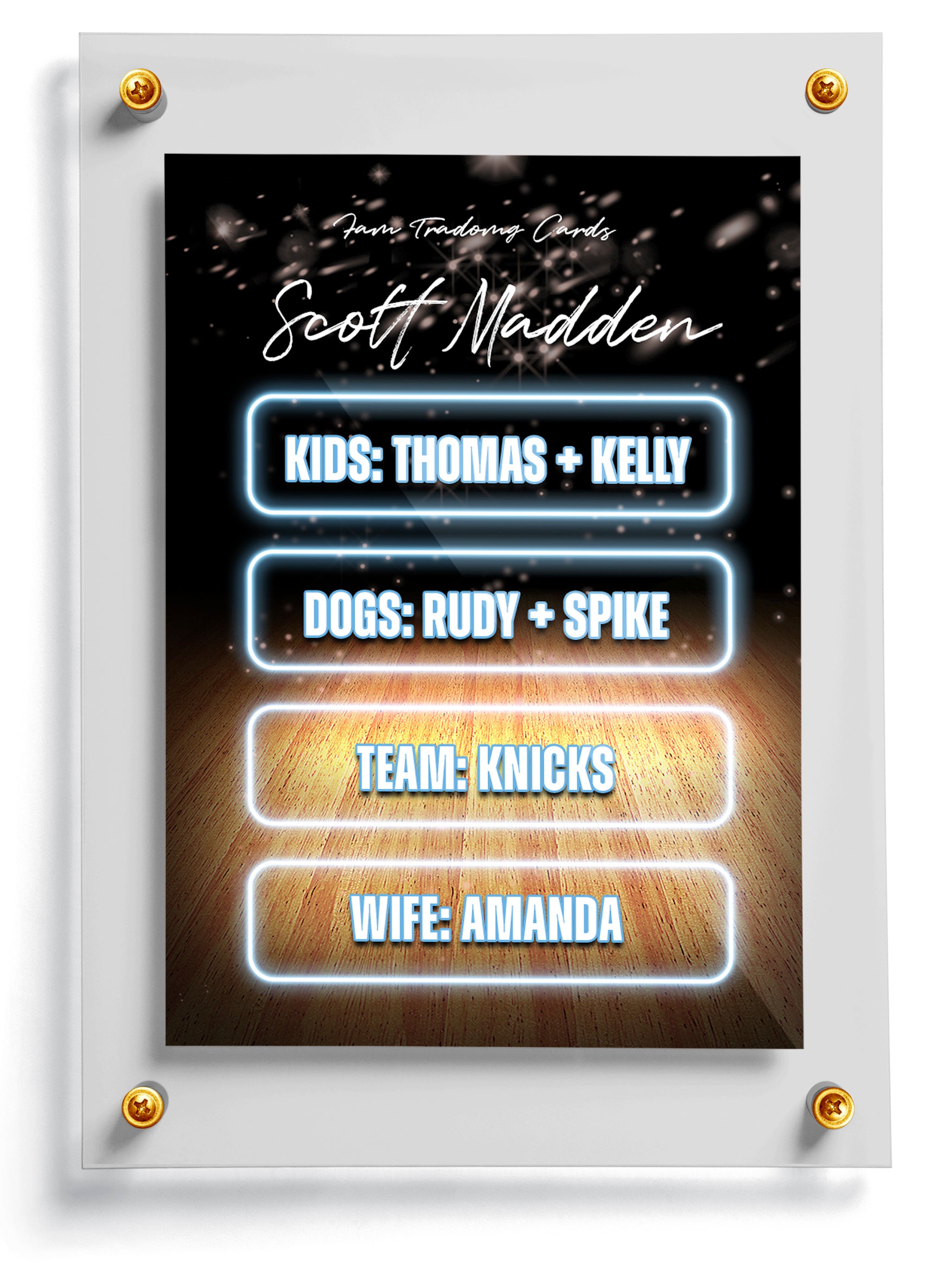 Basketball Dad trading card template named Golden, back side. 