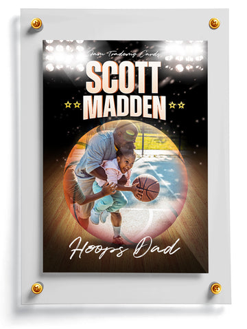 Basketball Dad trading card template named Golden, front side. 