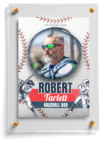 Baseball Dad trading card template named Grizzle, front side. 