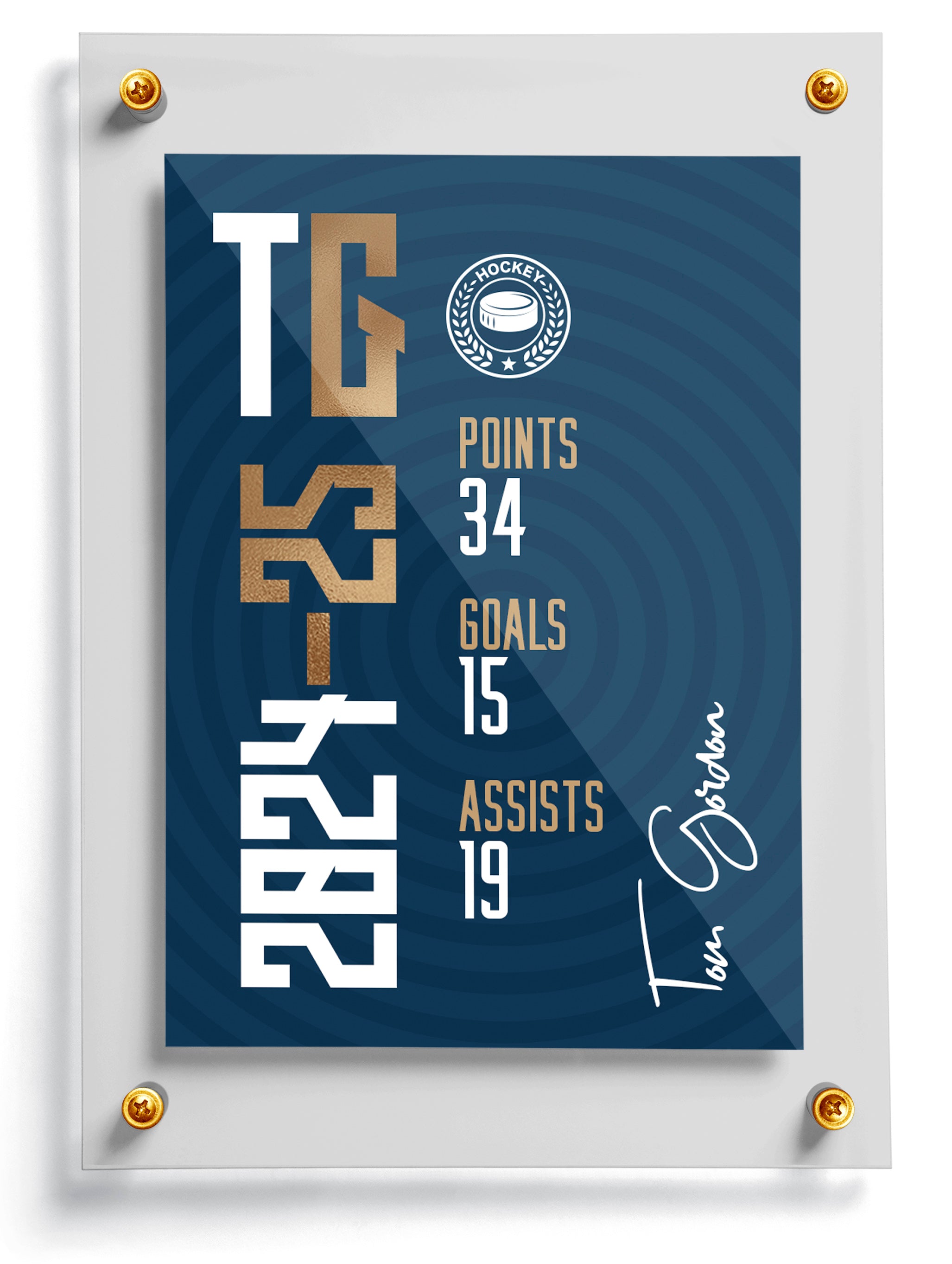 Youth hockey trading card template named Hatty, back side. 