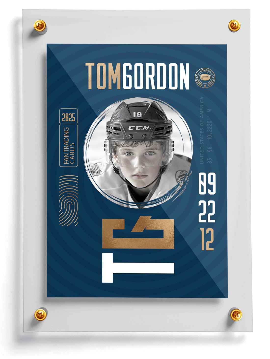 Youth hockey trading card template named Hatty, front side.
