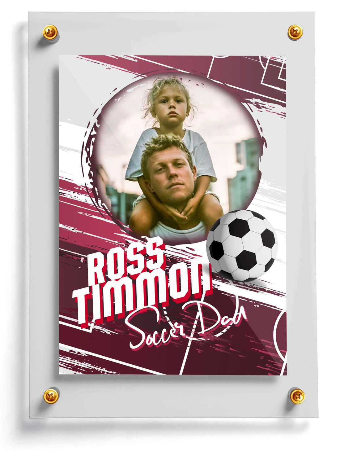Soccer dad trading card template named Header, front side. 
