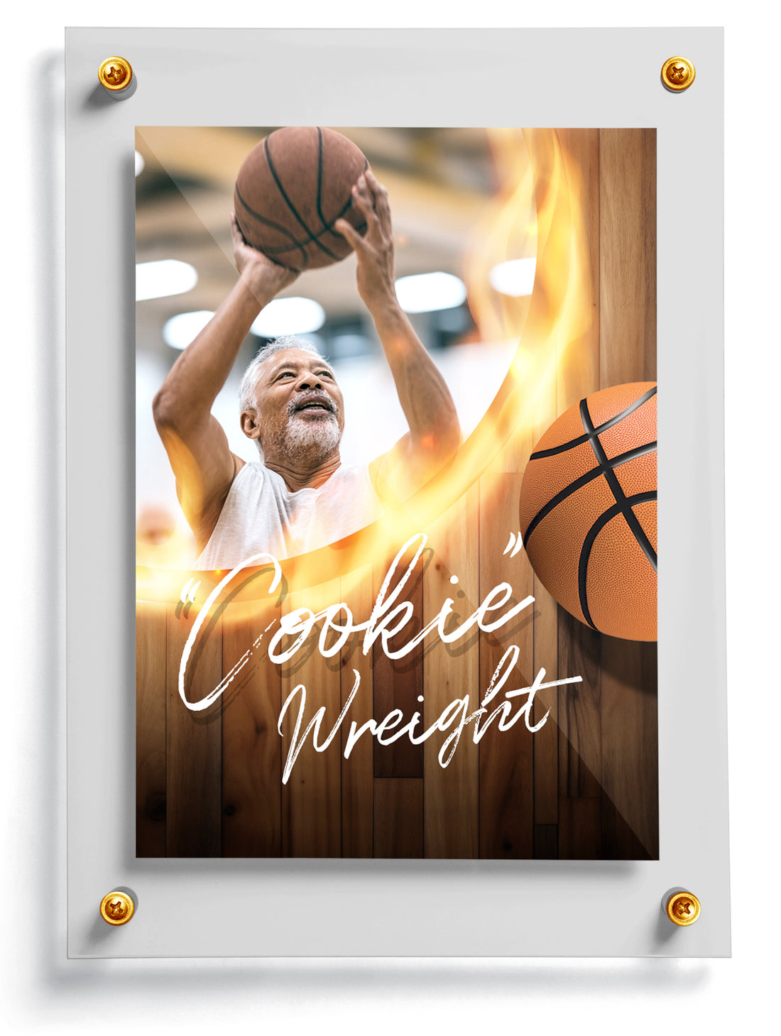 Basketball trading card template named Hook, front side. 