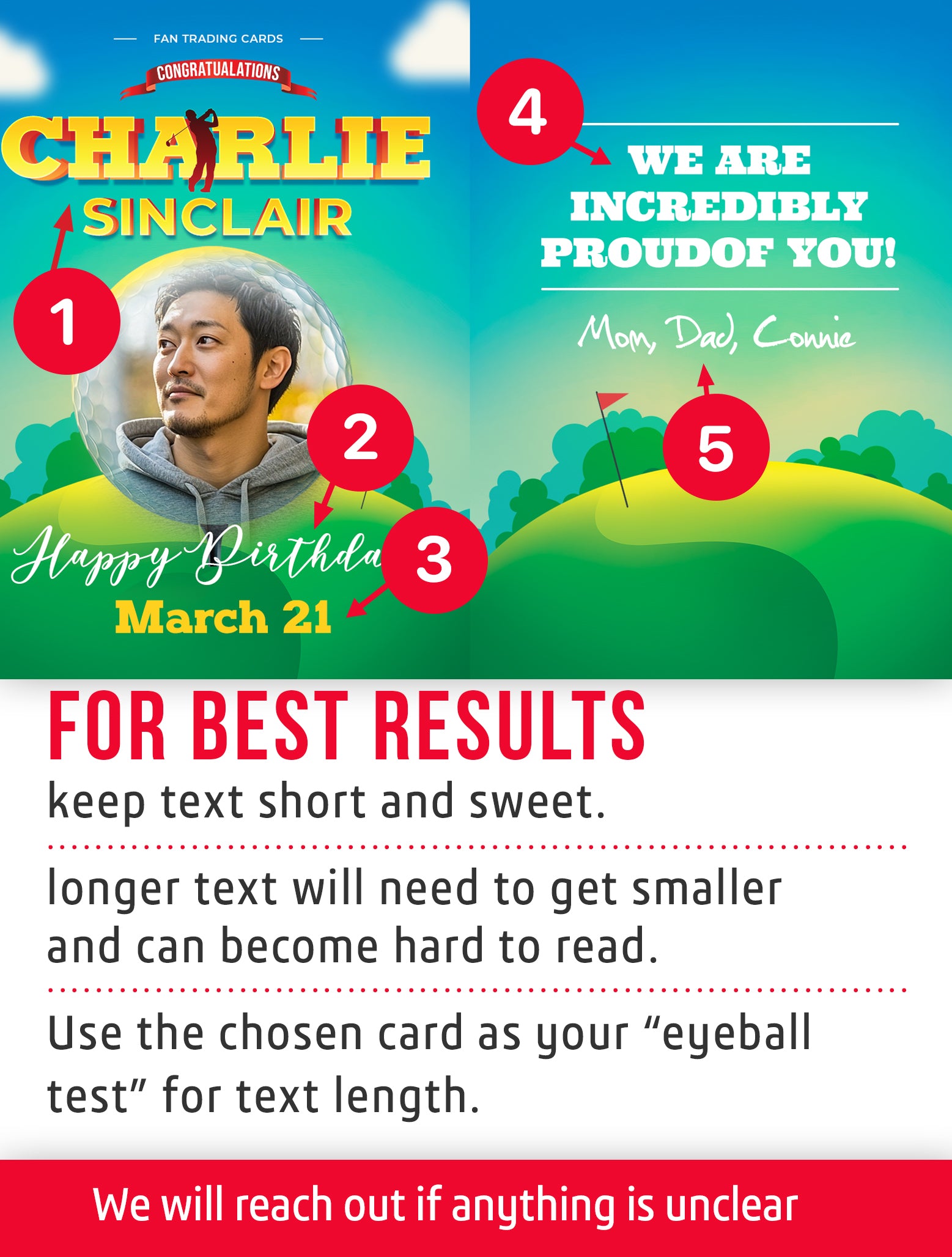 Golf trading card template named Hustler with personalization instructions. 