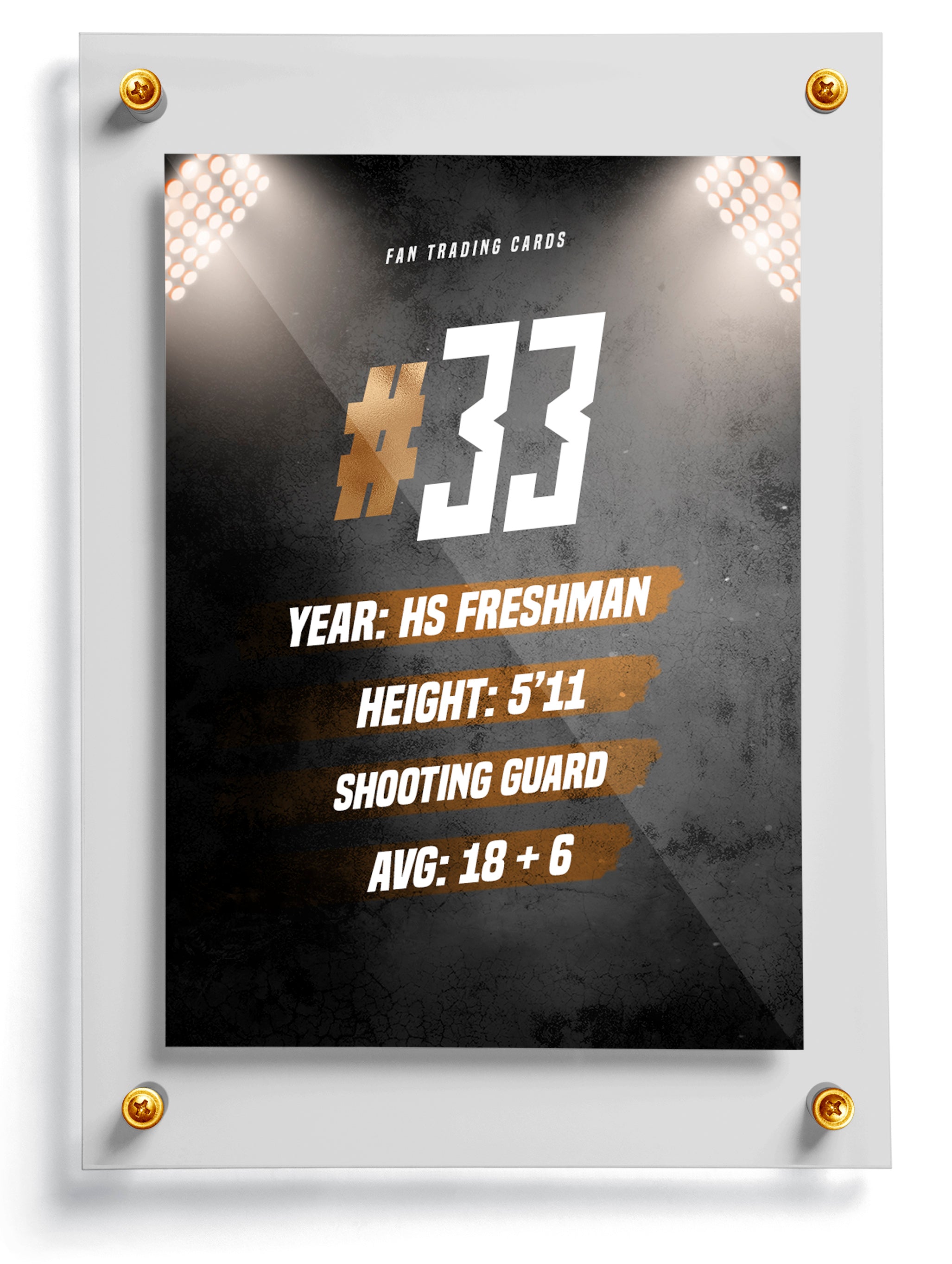 Youth basketball trading card template called Jumper, back side. 