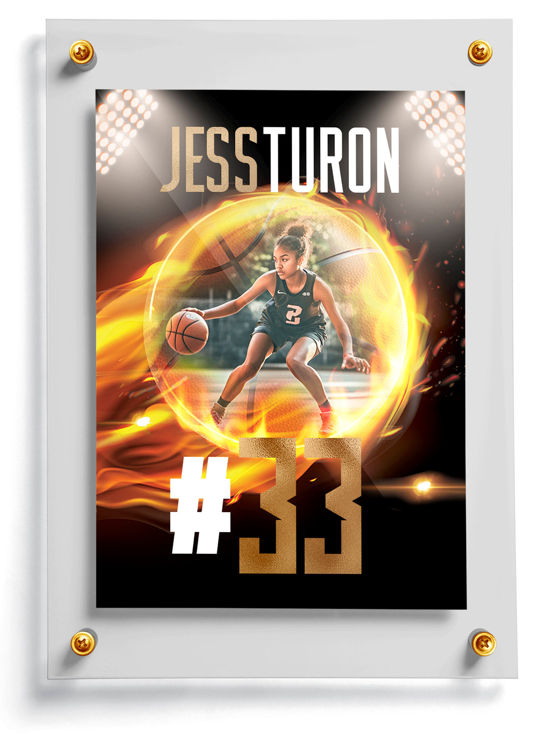 Youth basketball trading card template called Jumper, front side. 