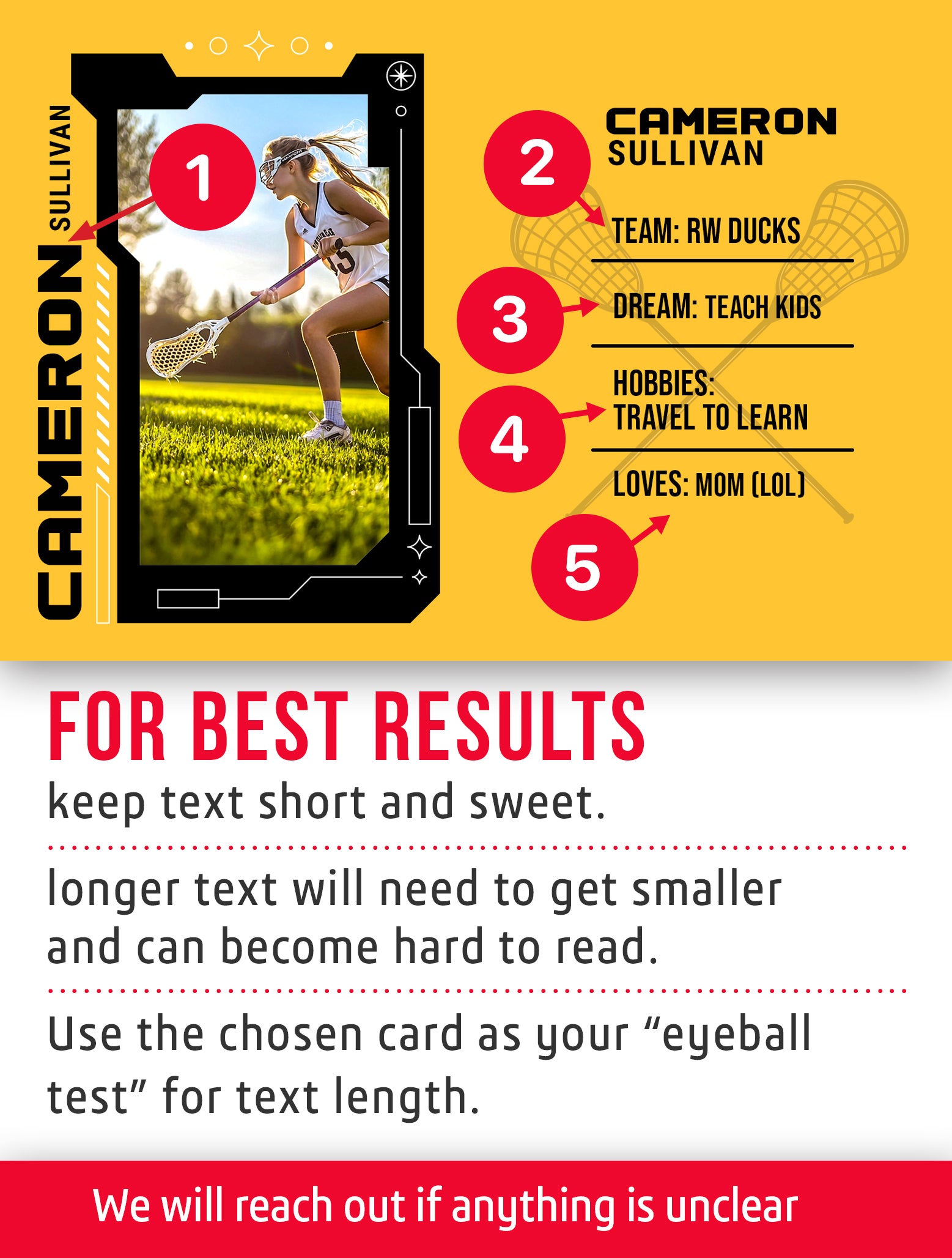 Lacrosse trading card template named Lax Rat with customization instructions. 