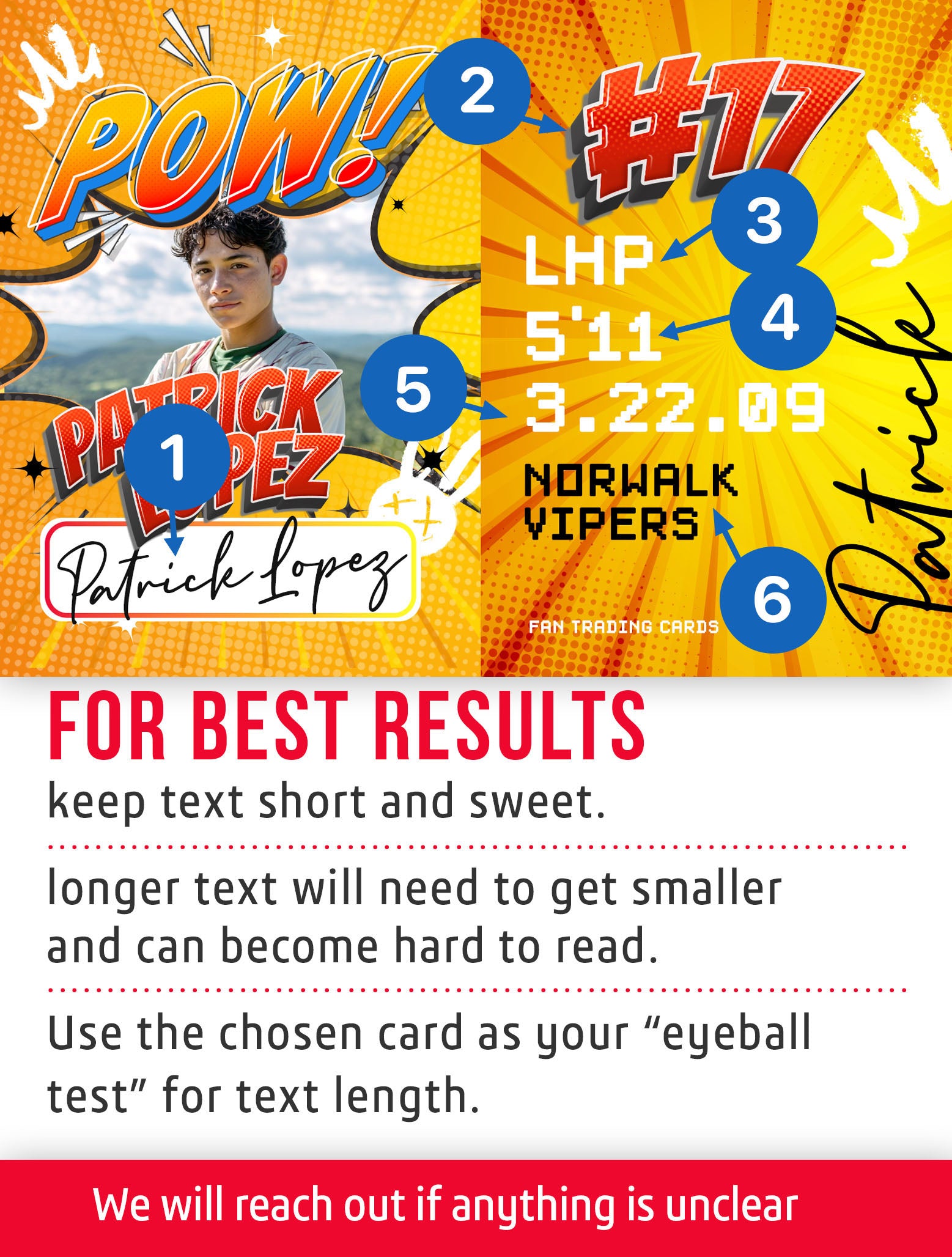 Trading card instructions for template called Mellow.