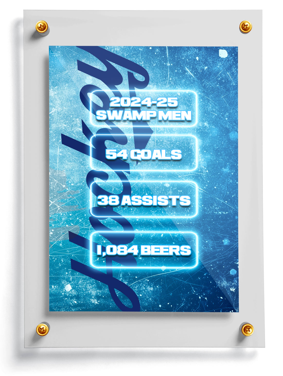 Beer league hockey trading card template named Miller Lite, front side. 