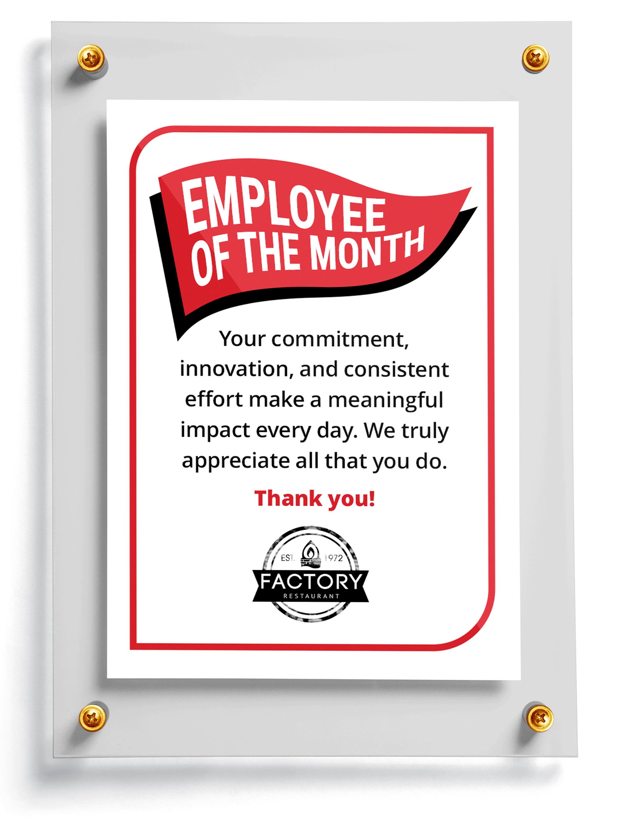 Employee of the Month trading card template named Mug Shot with company Restaurant logo