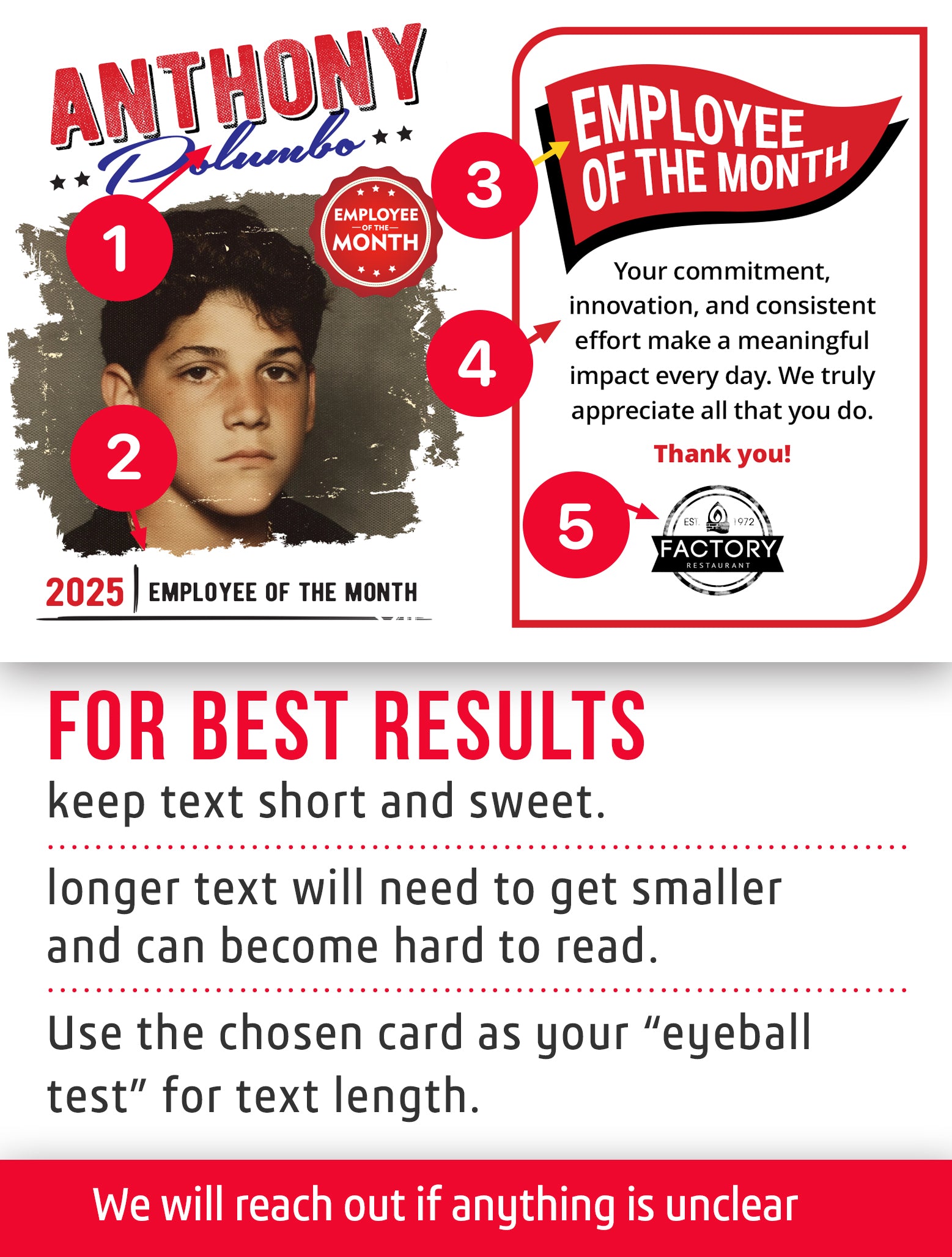 Employee of the Month trading card template named Mug Shot with a person's photo and text about commitment and innovation.